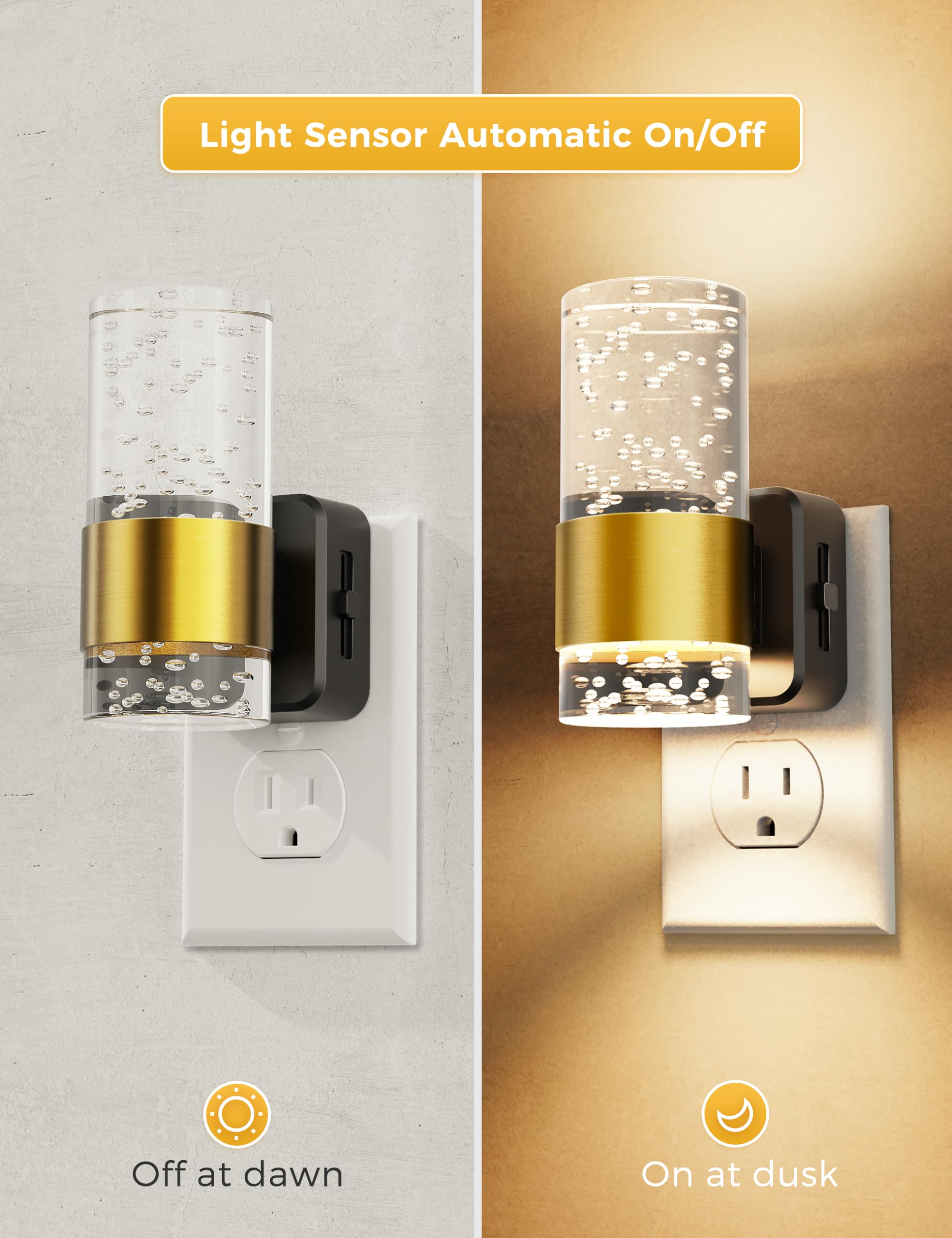 L LOHAS LED Dimmable Night Light, 2 Pack, Soft White, 0-100 LM Brightness, 3000K, Plug-in with Dusk to Dawn Sensor, Model A