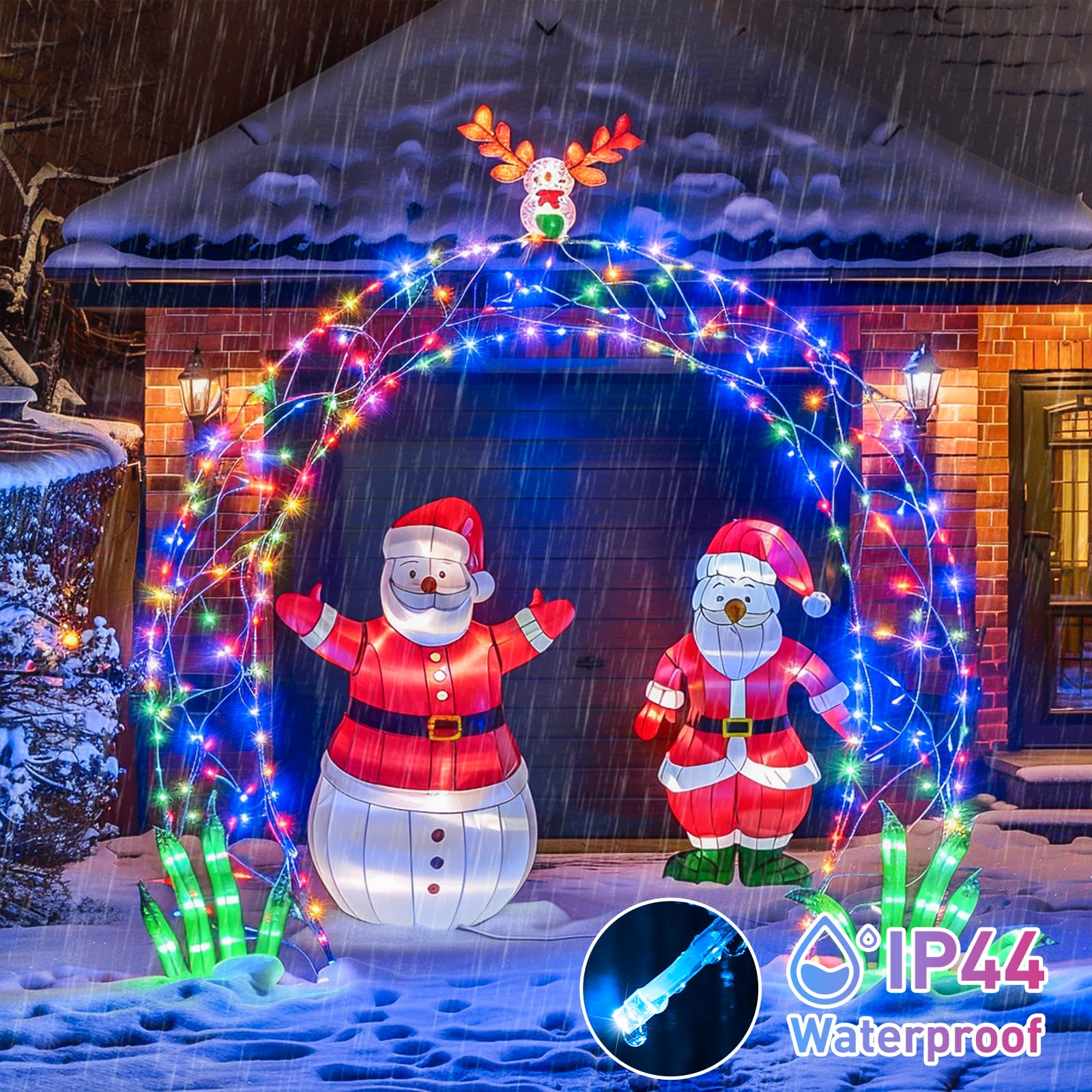 Jmexsuss 150 Led Multicolor String Lights Indoor Outdoor Waterproof, 59 Ft Connectable Christmas Tree Lights, 8 Modes Plug In Colorful String Lights For Patio, Party, Holiday Decorations