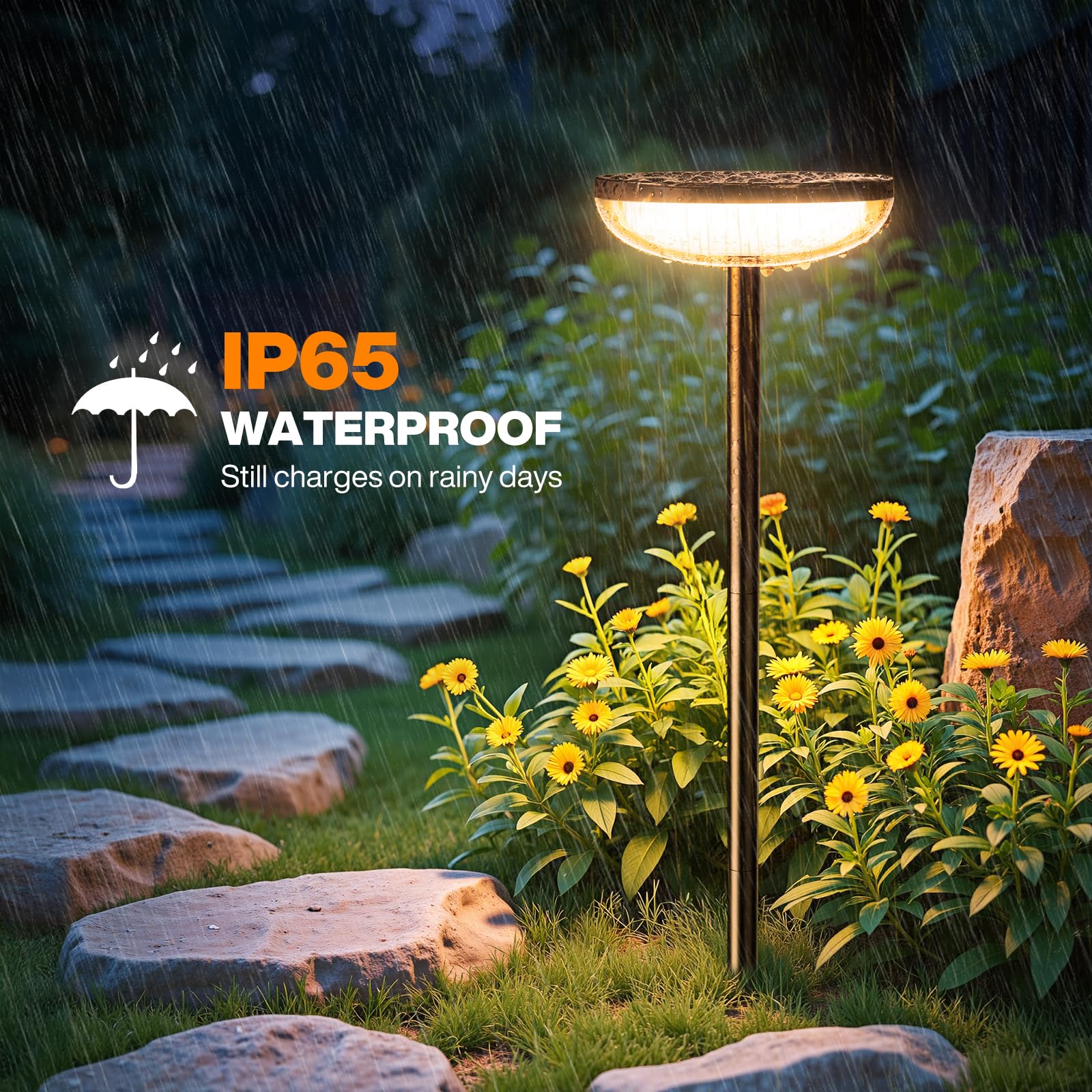 ELECLINK Solar Pathway Lights, 6 Pack 27'' Tall, Waterproof Black Garden Lights for Yard, Patio, Walkway - Model TPL010