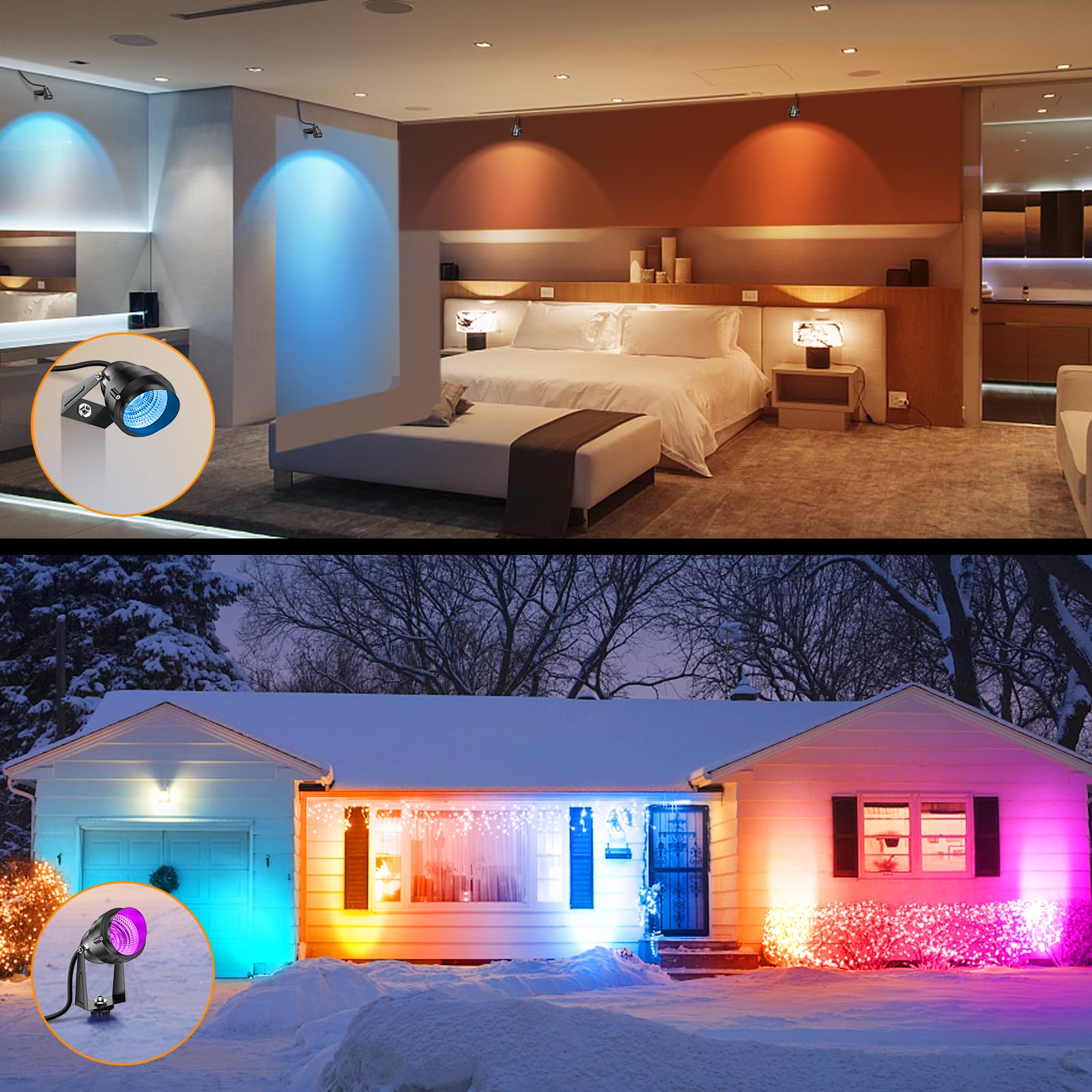 Musuger 1500Lm Rgb Led Landscape Lights, 15W Waterproof Spotlights With Remote Control - 2 Pack