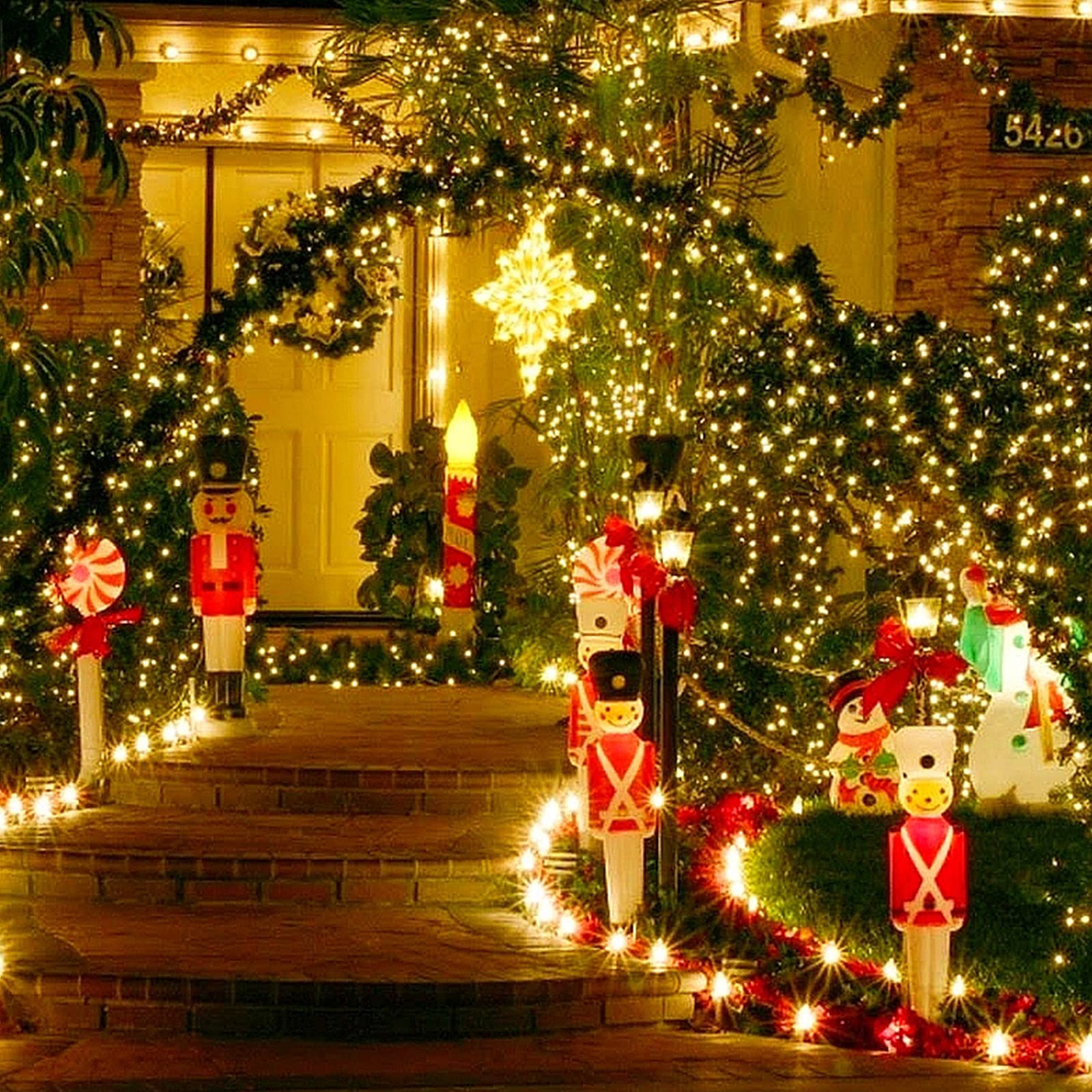 iShabao 500 LED Fairy String Lights, 181FT, Warm White, Waterproof, Green Wire, 8 Modes, Indoor Outdoor Decoration