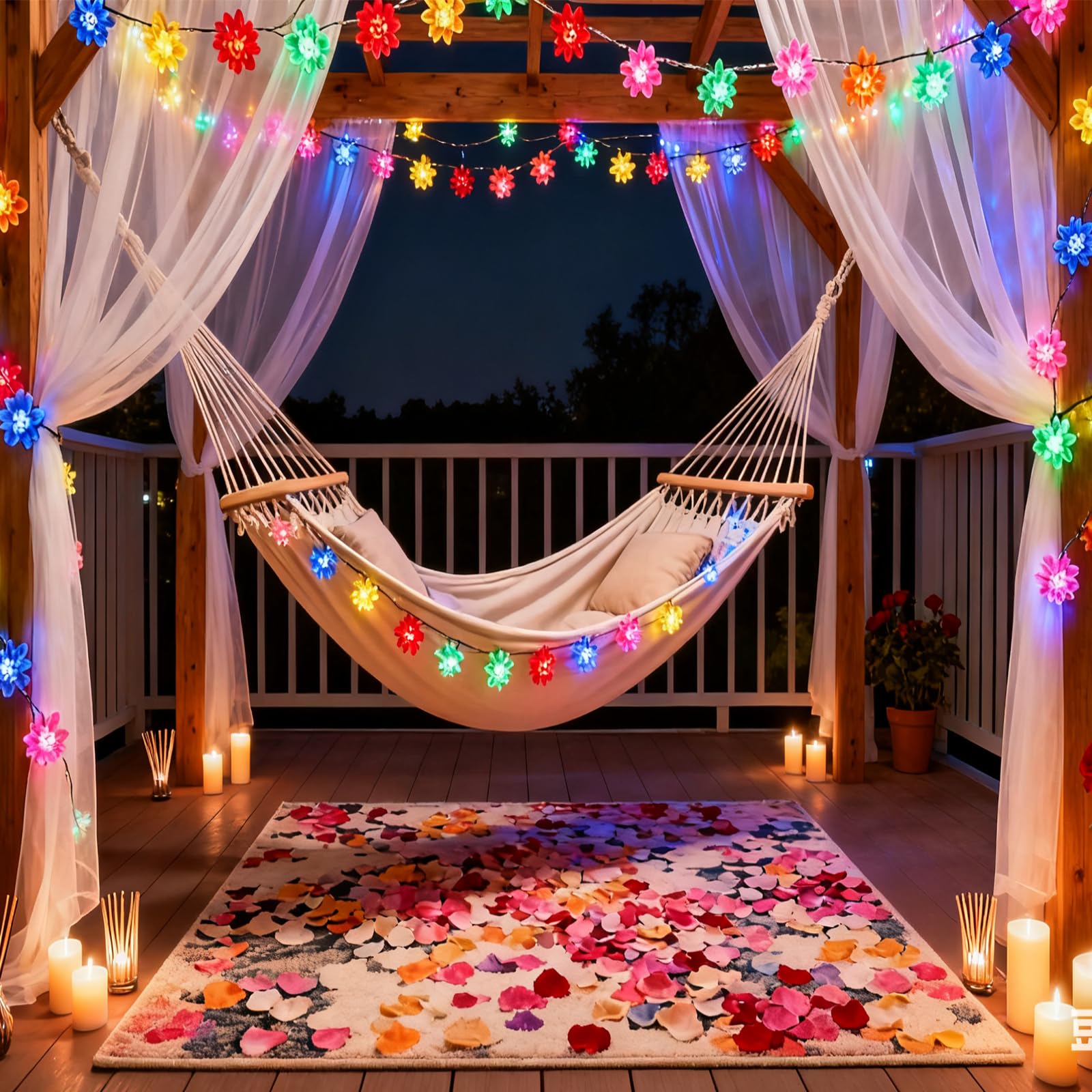 Decorative Flower String Lights  9.8 Ft 30 Led Battery & Usb Plug In Powered Novelty Fairy Floral Lamps For Bedroom Window Garden Wedding Party Christmas Easter Tree Hanging Decor (Multicolor)