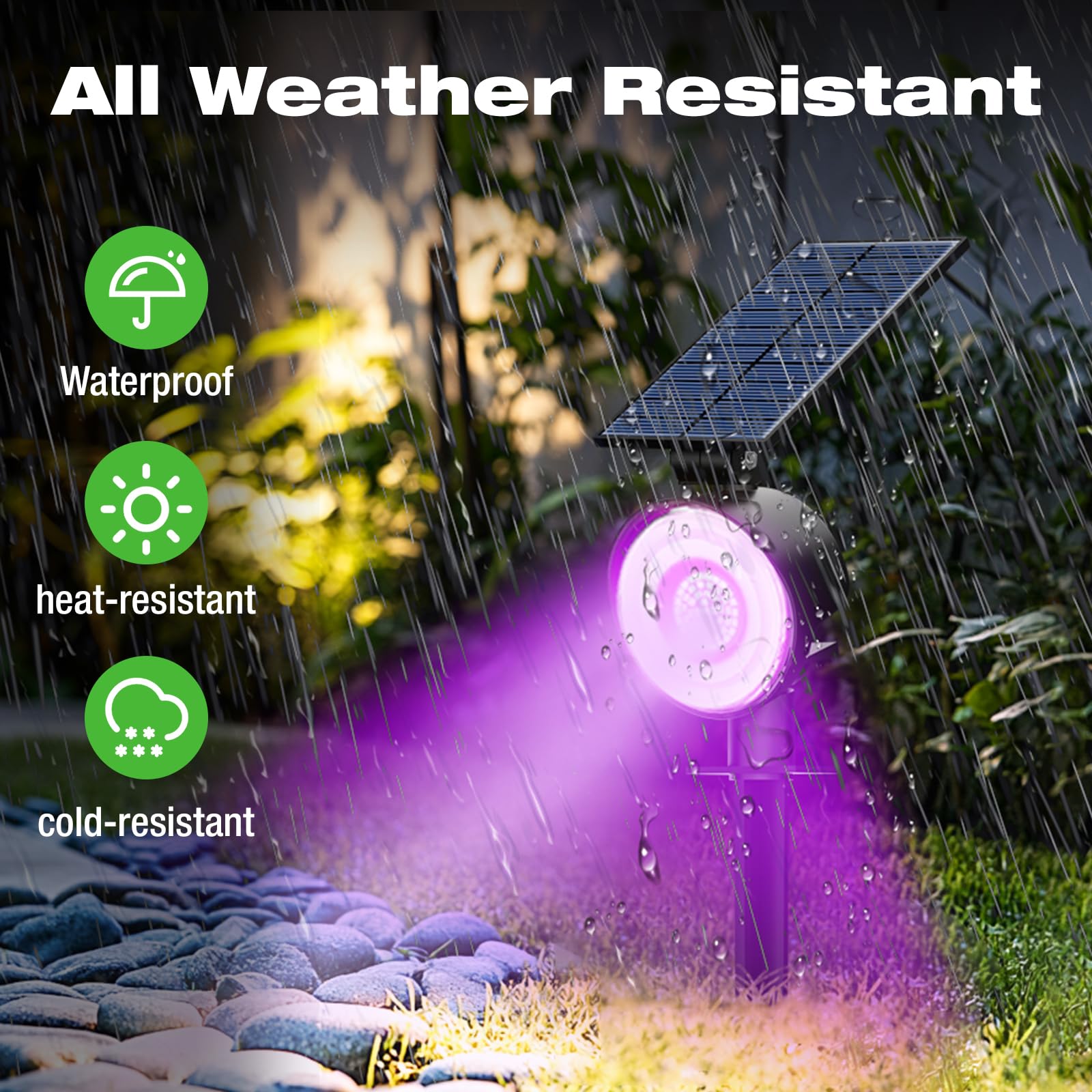 Nipify 2 Pack Solar Spot Lights Outdoor Waterproof  Solar Spotlight Light For Outside Yard Landscape Lighting Pathway Lights Wall Auto On/Off  Purple