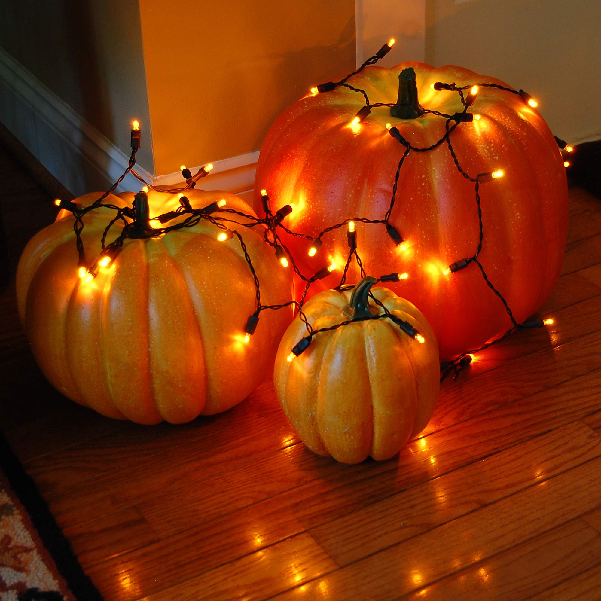 Lumabase Battery Operated Led Mini String Lights - Orange, 25 Lights On 113" Cord, Set Of 2, 66202