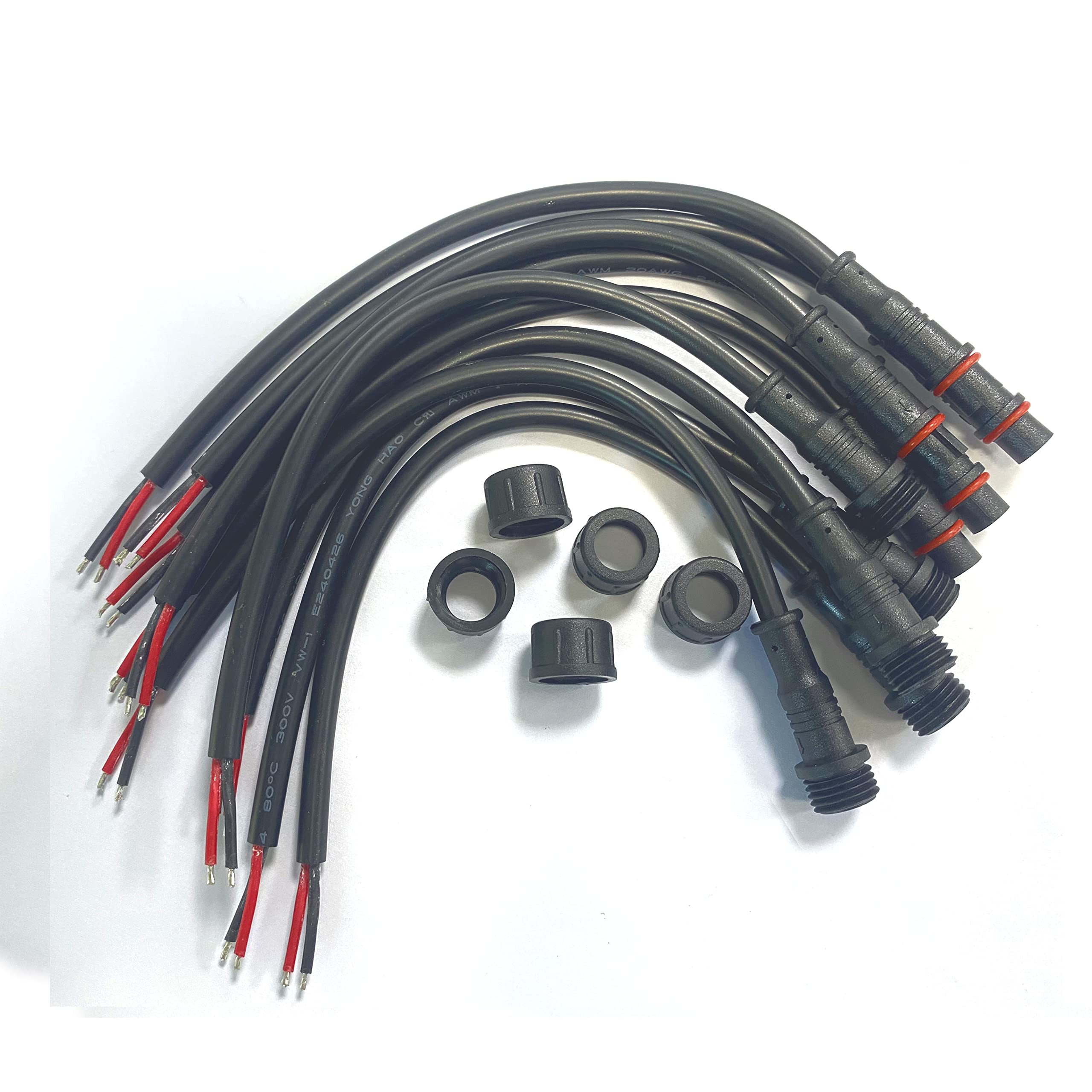 dstfuy 2pin Waterproof Connector,20AWG IP68 2Pin Male Female Plug LED Connector,with 20CM Extension Cable for Car,Indoor/Outdoor