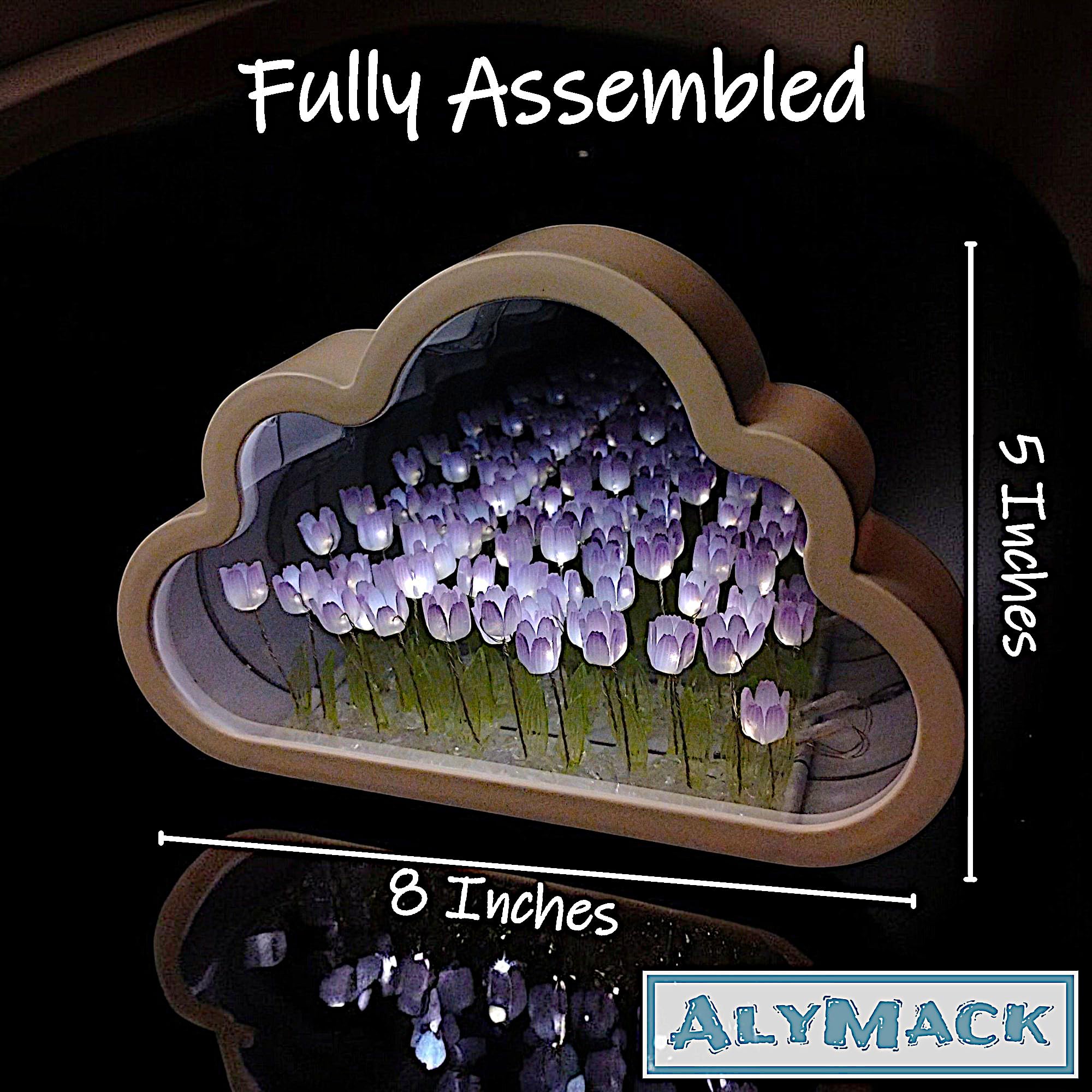 ALYMACK Tulip Lamp - Handmade Flower Night Light, USB, Purple, Model AM2, Plastic, Gift for Women or Girls