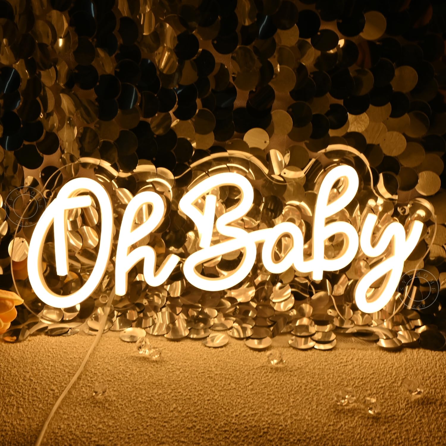 SYLHOME Oh Baby Neon Light Sign Wall Decor 11.8in x 5.1in Warm White for Nursery, Baby Shower, Kids Birthday, Christmas Party