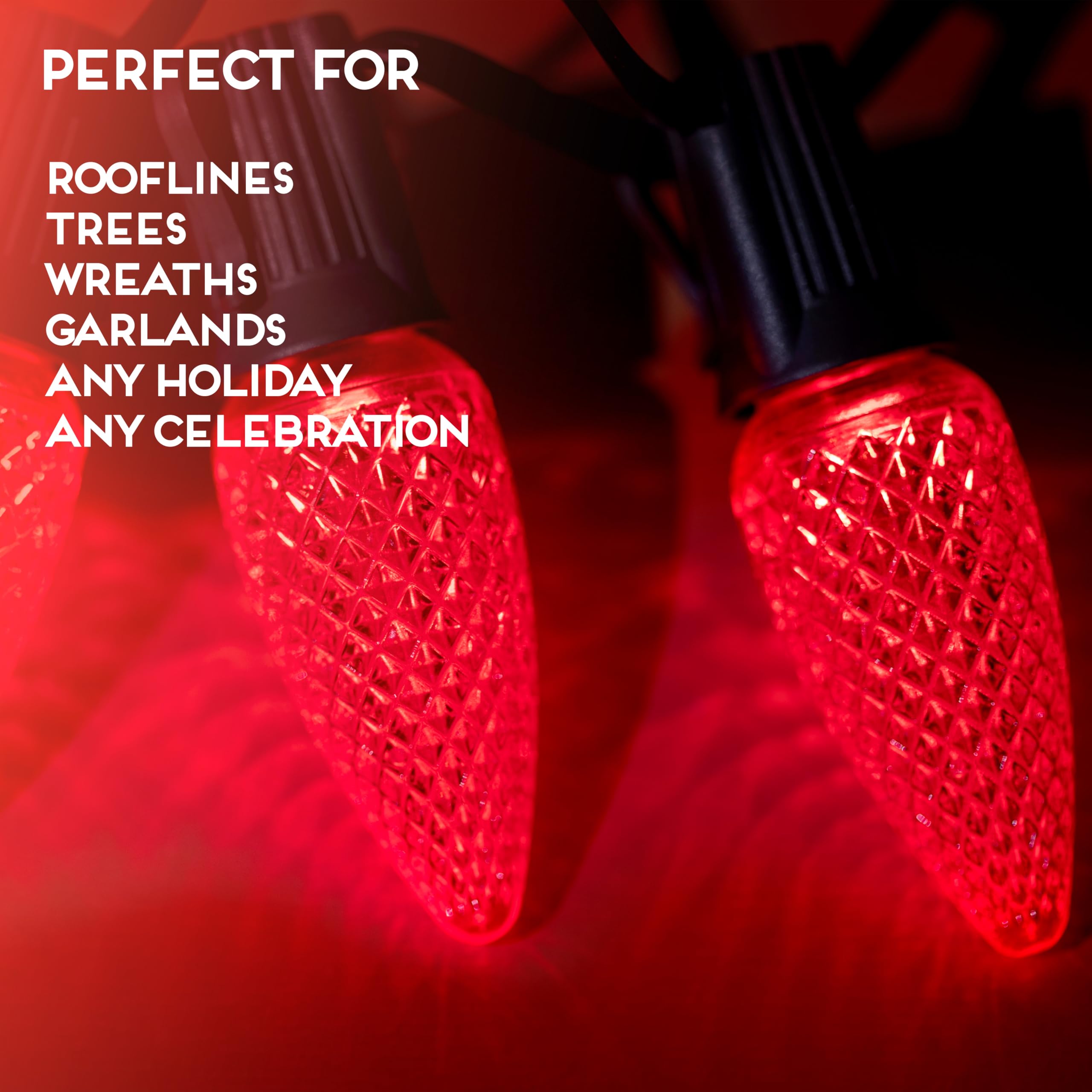 Hlo Lighting C9 Christmas Lights Set Of 25 Red Led Bulbs For Indoor & Outdoor Use, Durable Acrylic, Model 680912047739
