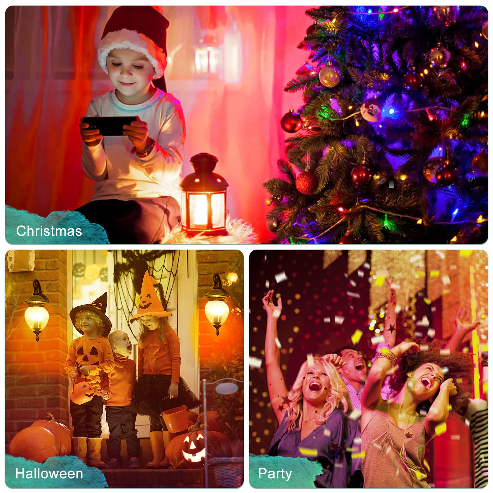 Orange Purple Light Bulb Halloween Light Bulbs, 9W (60W Equivalent) Led Colored Light Bulb E26 Base For Christmas Halloween Home Holiday Lighting Party Wedding Bar Mood Decor (Orange+Purple)