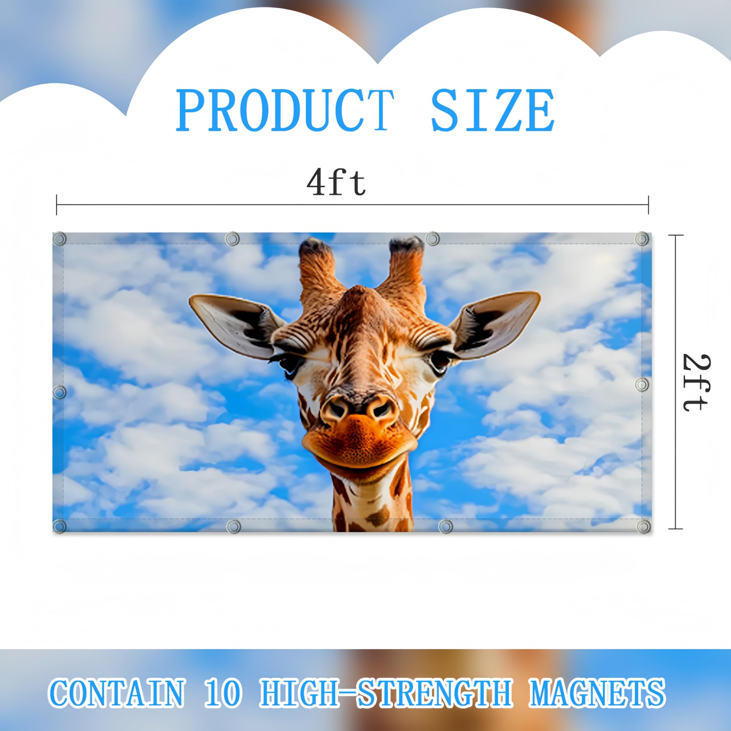 SCWISOAS Fluorescent Light Covers - 4 Pack Magnetic Polyester Giraffe 2ft x 4ft for Classroom, Home, Office Overhead Lighting