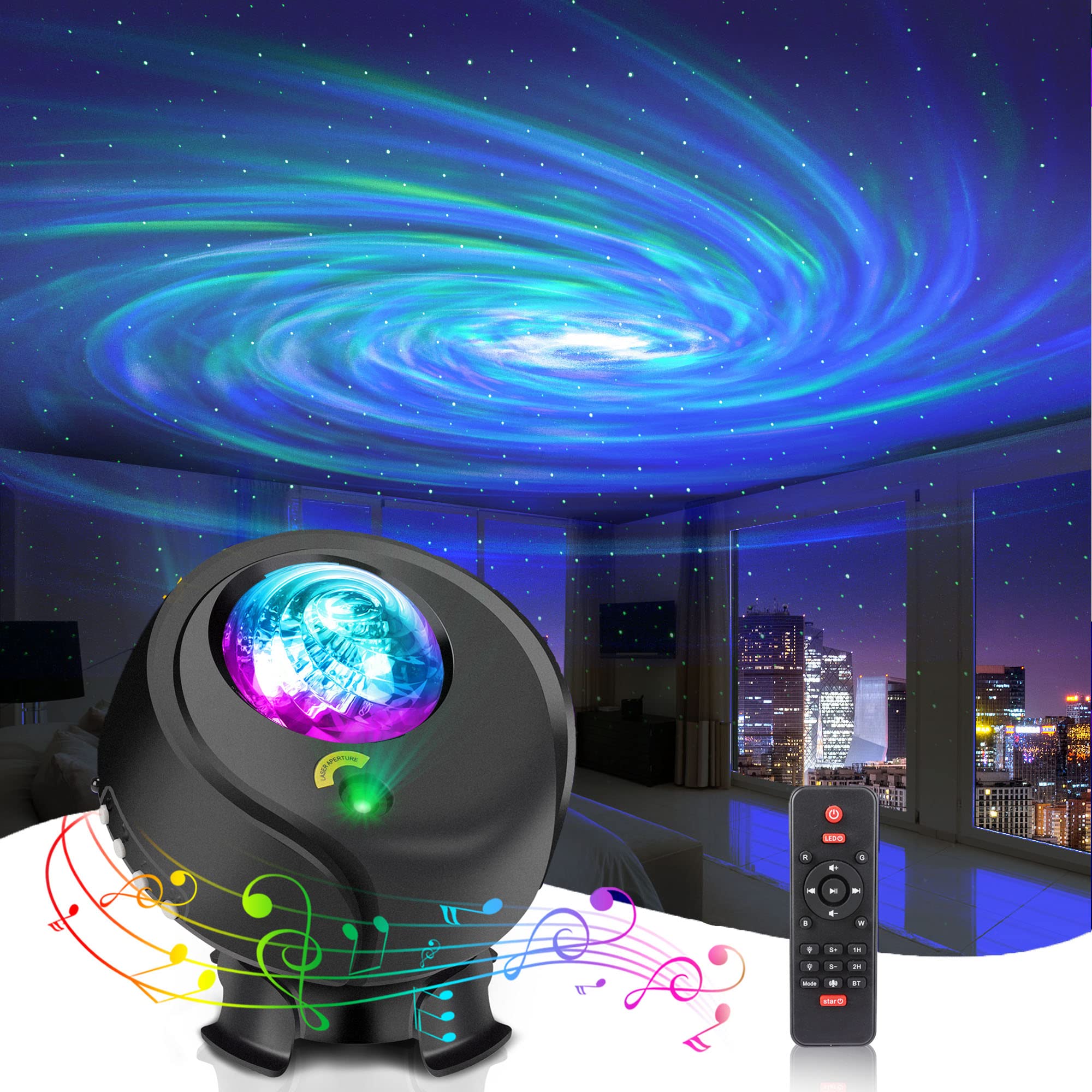 Star Night Light Projector - Starlight Projector with Remote Control, Timer &Bluetooth Speaker, Aurora Borealis Light Projector 