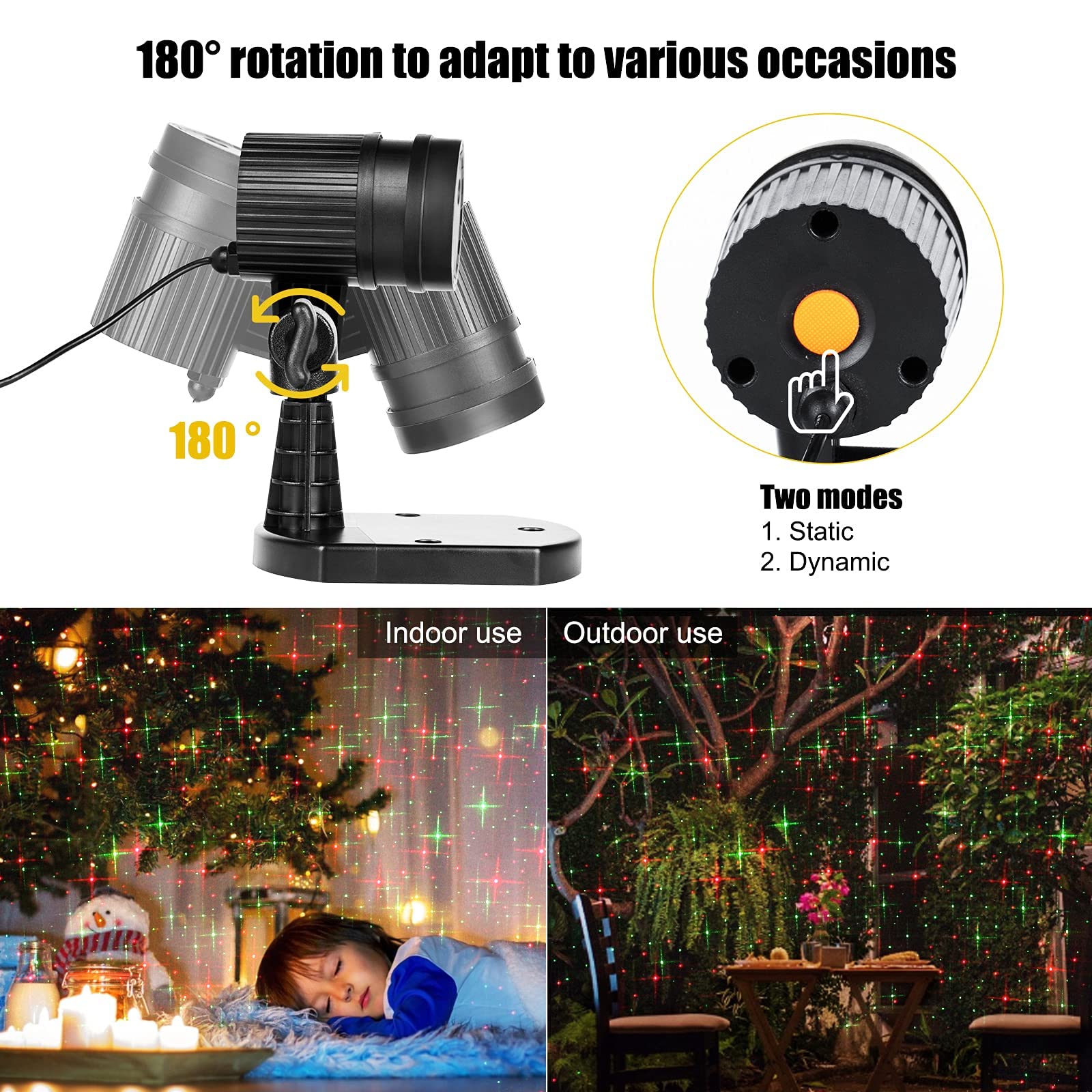 Christmas Projector Laser Lights Outdoor Red And Green Starry Projection Light 3 Working Modes Waterproof Plug In Mountable Land