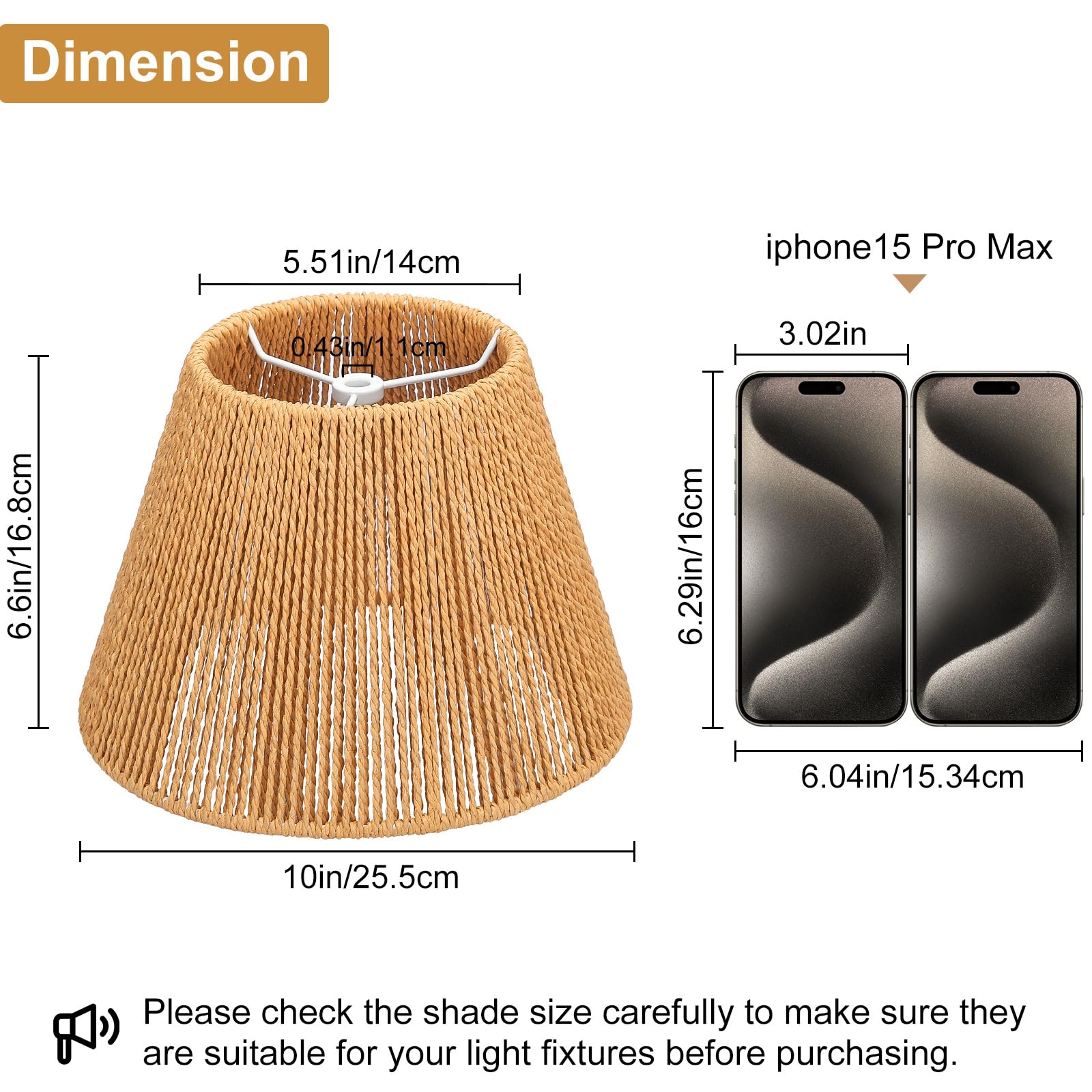 Rattan Lamp Shades Set Of 2, Small Lamp Shades For Table Lamps, 5.5'' Top X 10'' Bottom X 6.6'' High, Wicker Lamp Shade Replacem