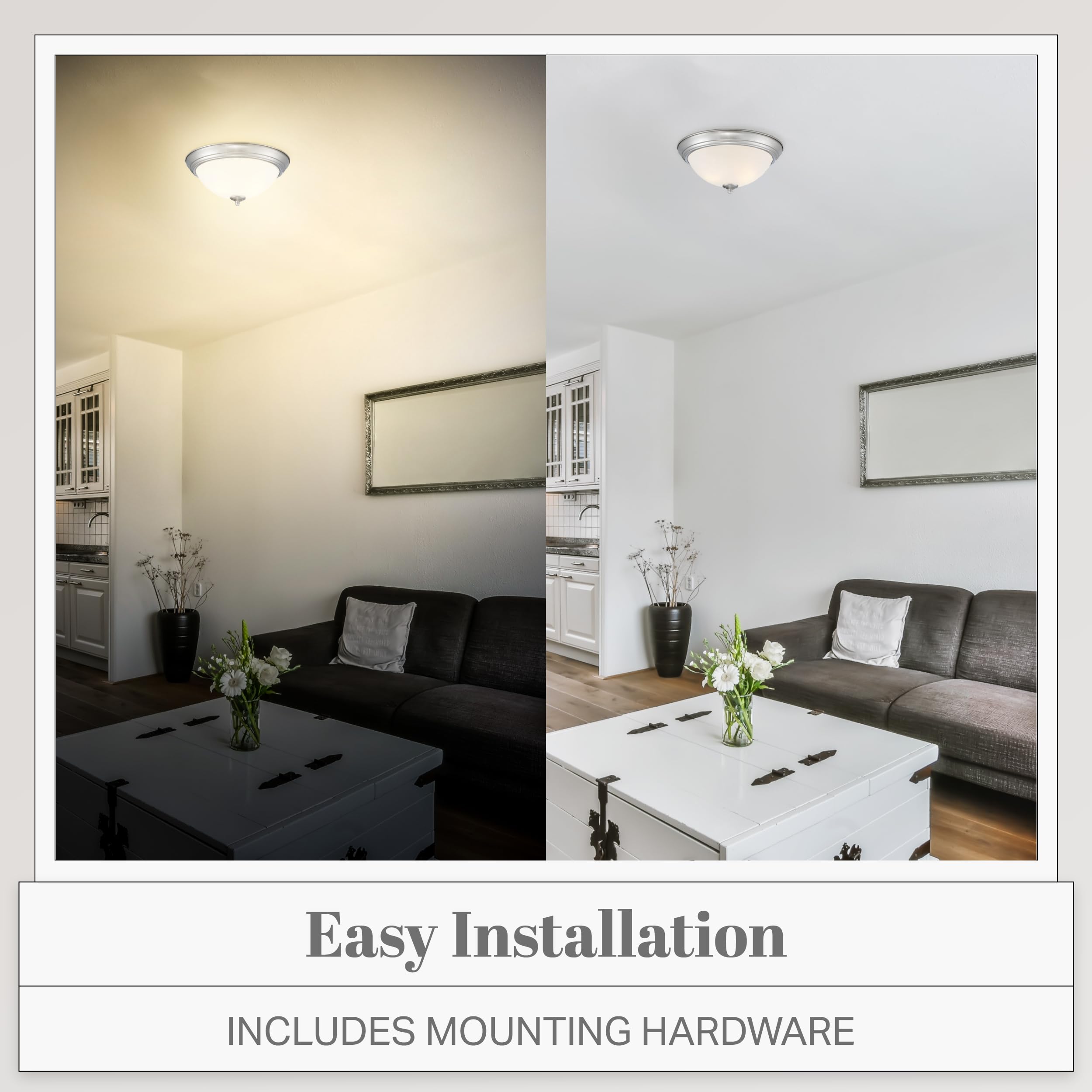 Designers Fountain Flush Mount Ceiling Light, 2-Pack, 13 Inch Led Frosted Glass Lighting Fixture For Kitchen, Bedroom, Bathroom,