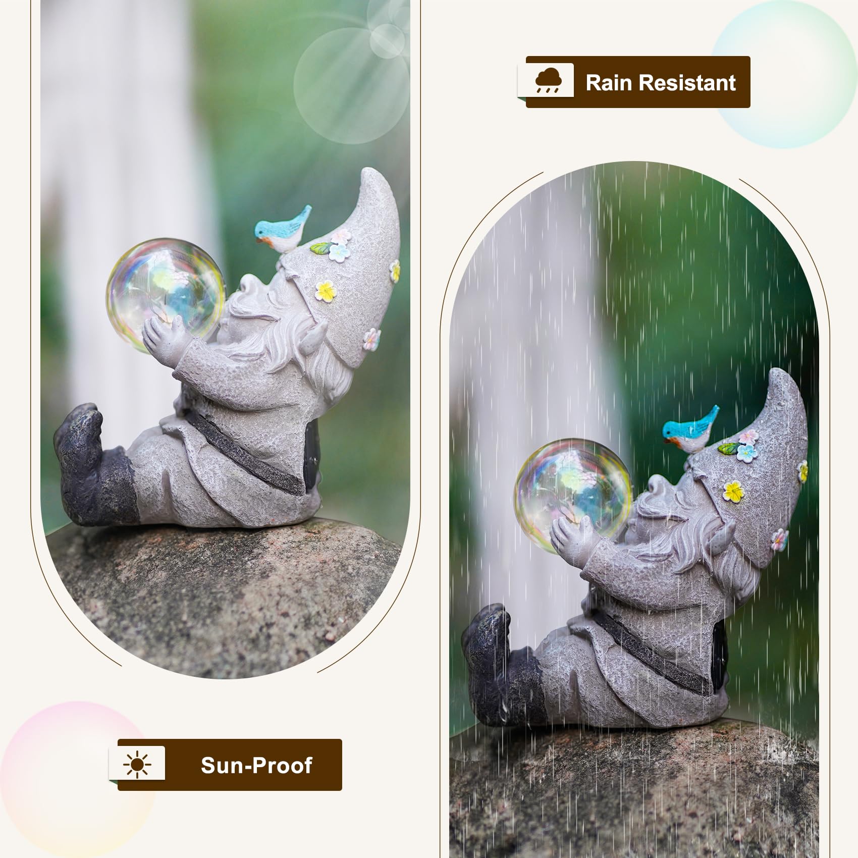 Mininova Gnomes Garden Statues Outdoor Decor With Solar Lights Waterproof Cute Ornament For Outside Patio Lawn Housewarming Gift