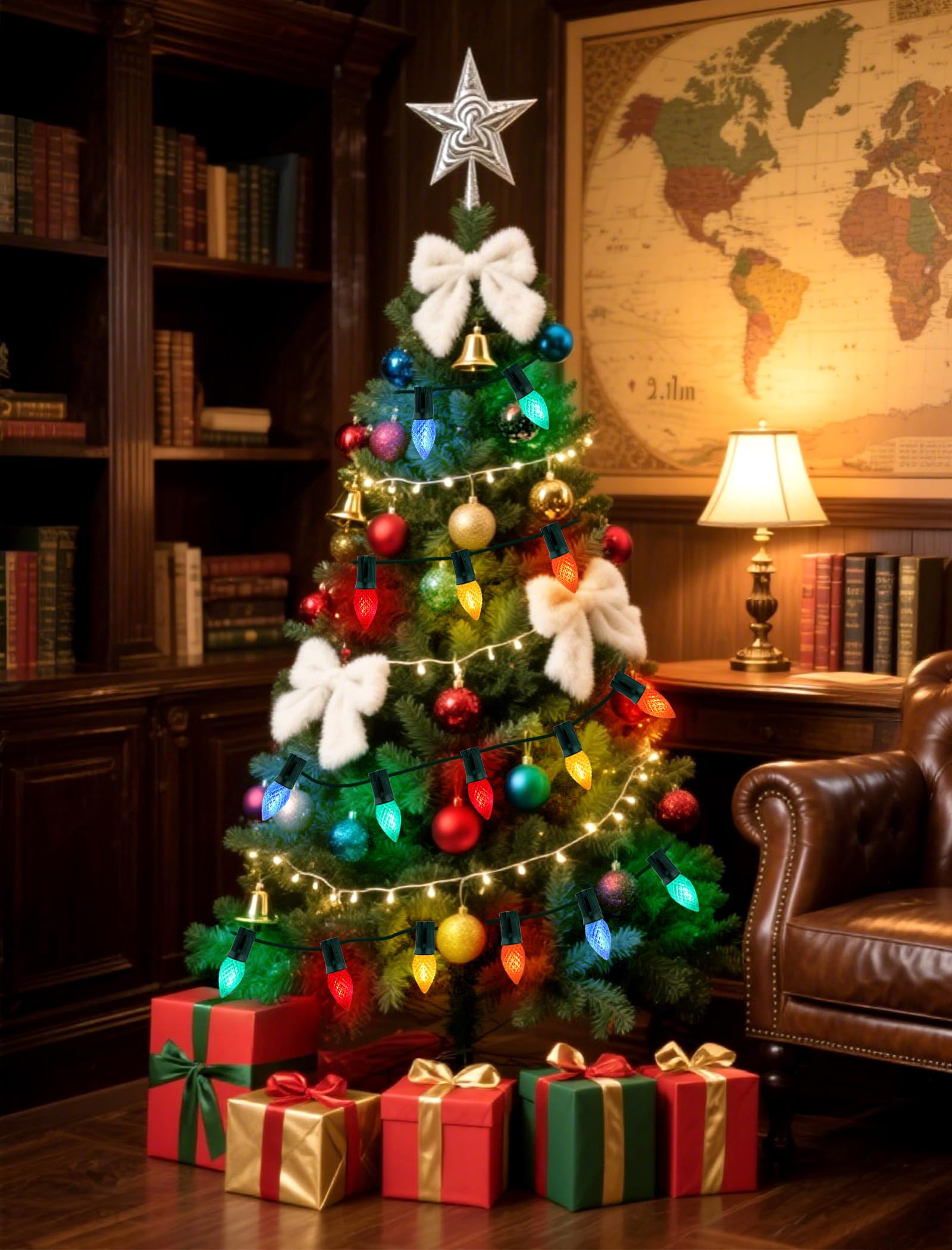 Hobbynors 30-Pack C7 Led Replacement Christmas Light Bulbs  Shatterproof Cool White Bulbs For Outdoor String Lights  0.6W Energy Saving  E12 Base  Modern & Functional Holiday Lighting