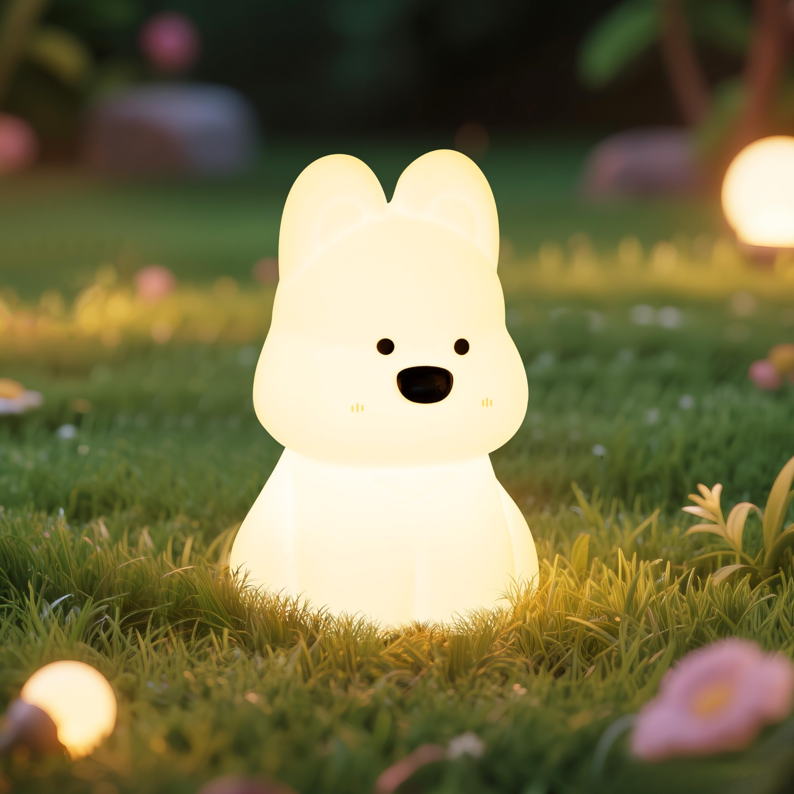 loatme Rechargeable Silicone LED Night Light, Dimmable with 7 Colors, Cute Dog Design for Kids Nursery Room Decor
