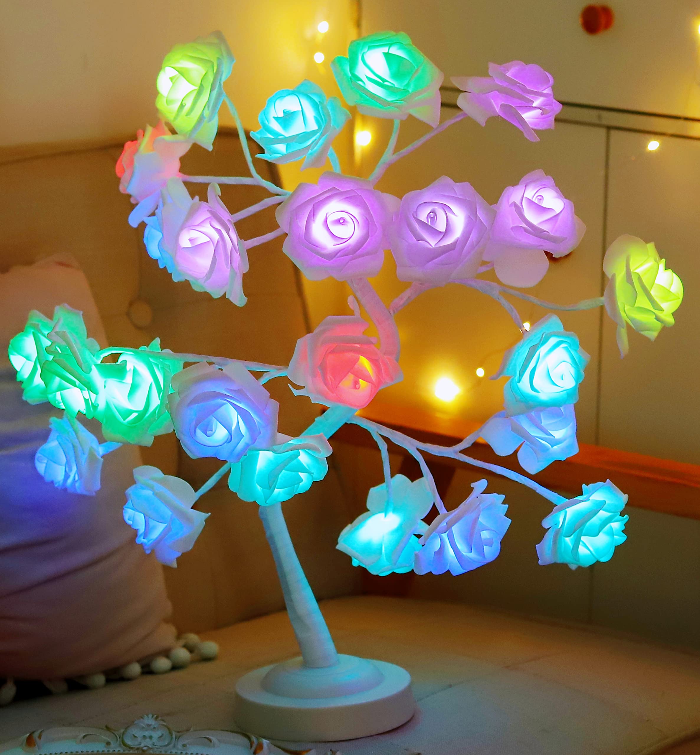 Enchanted Rose Flower Tree Lamp - 16 Vibrant Colors With Remote Control - Ideal Gift For Women, Teens, Girls - Perfect For Weddi