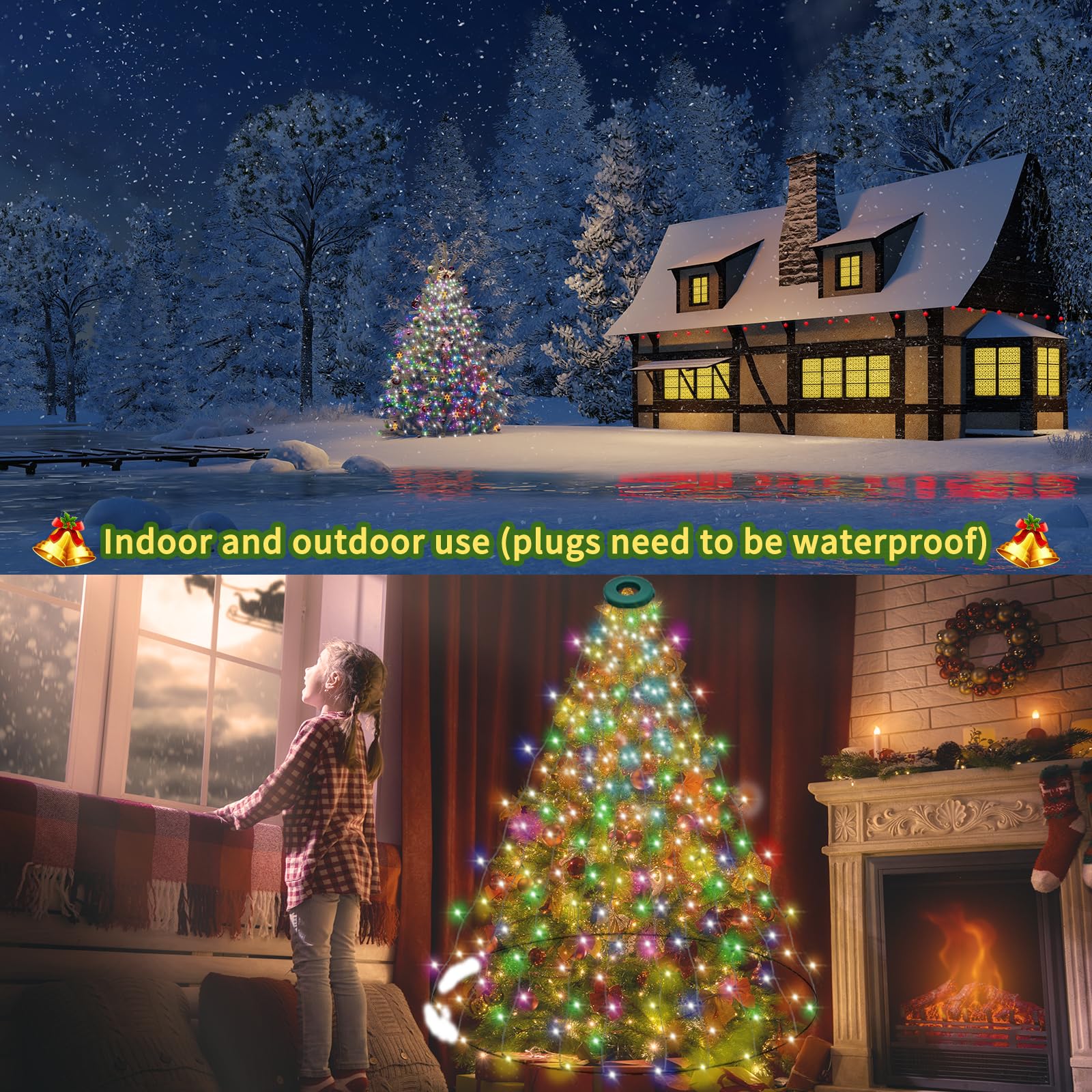 VIL Christmas Tree Lights, 9.9Ft 544 LED Multicolor Fairy Lights, Dimmable Cascading Twinkle Lights, Model SW-LSL-03-480