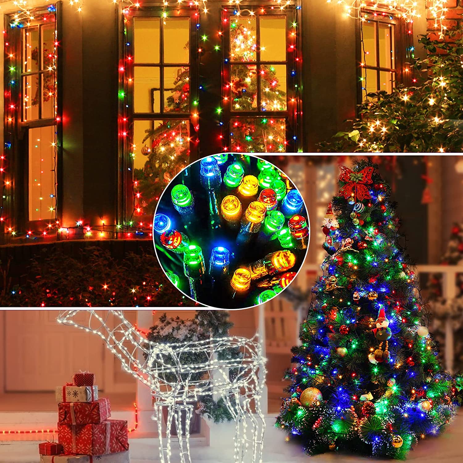 Quwin Outdoor Christmas String Lights, 180Ft 500 Led Ul Certified 11 Lighting Modes, Indoor & Outside Christmas Tree Lights For Christmas Tree, Patio, Holidays, Party ?