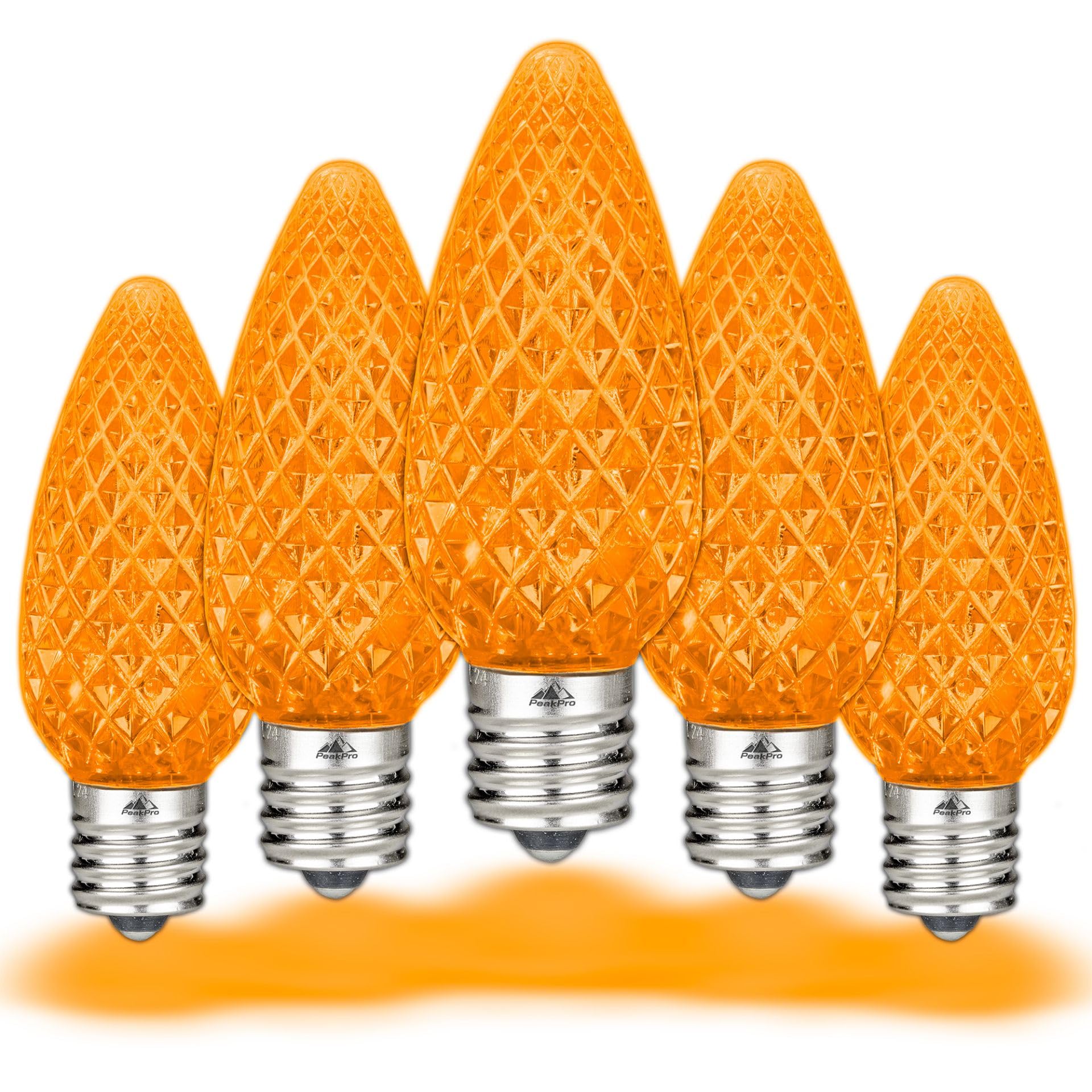 Novelty Lights 25PK C9 LED Faceted Ultra Bright Dimmable Outdoor Christmas Light Replacement Bulbs  String Lights (Orange)