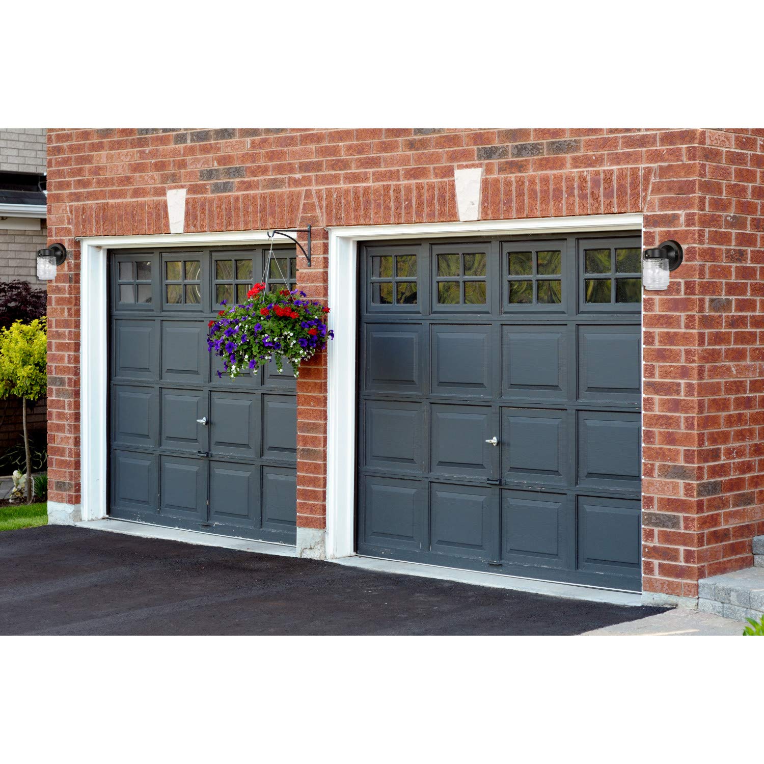 Design House 587311 Jelly Jar Classic 1-Light 2-Pack Indoor/Outdoor Wall Light With Clear Ribbed Glass For Entryway Porch Patio,