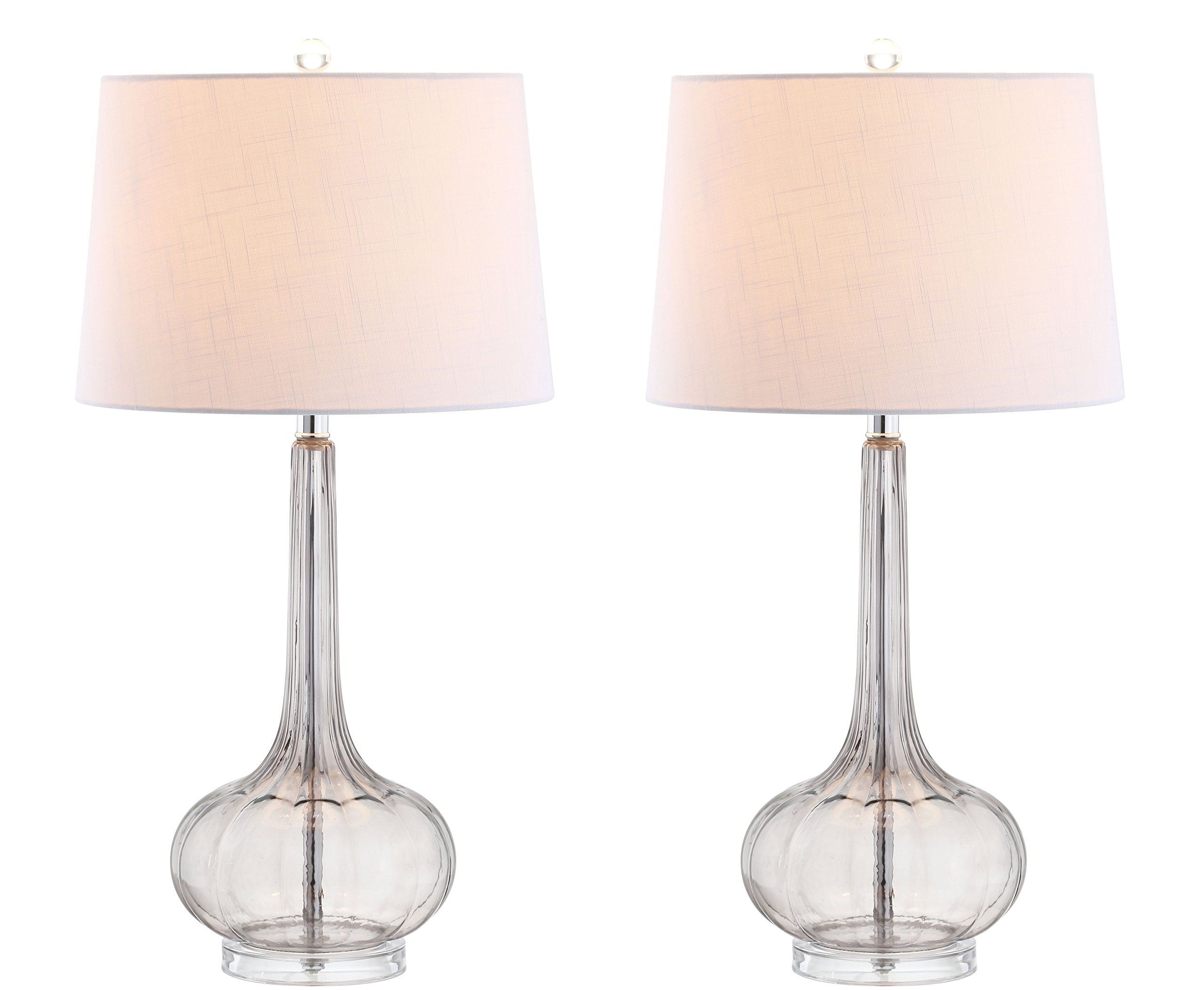JONATHAN Y Glass Teardrop LED Table Lamp Set of 2, 28.5 in, Smoke Gray, Model JYL1079D-SET2, Contemporary Design for Bedroom/