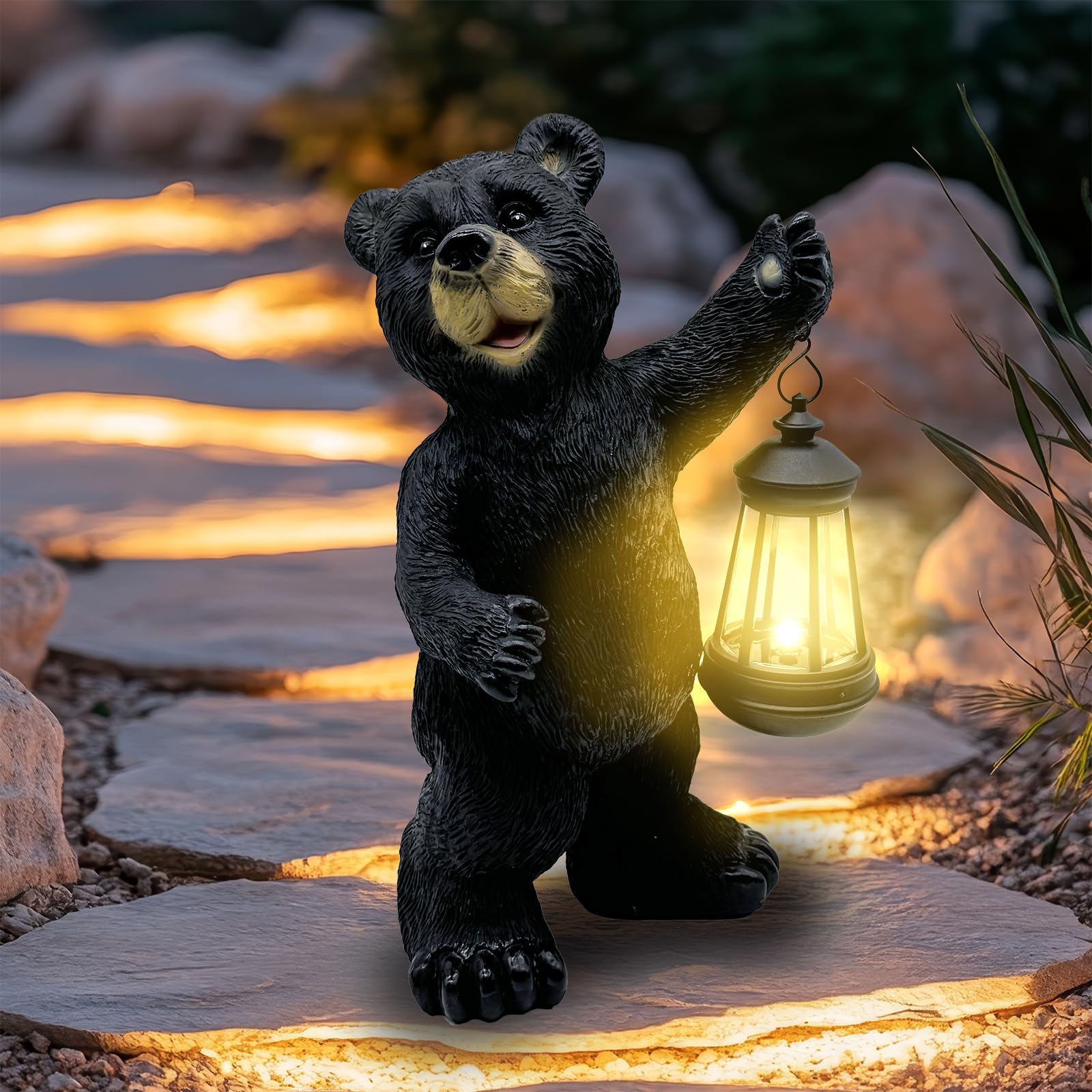Vasesun Solar Lantern Garden Statues Decor, Outdoor Bear Figurine Lights for Yard Patio Decoration - Unique Christmas Housewarmi