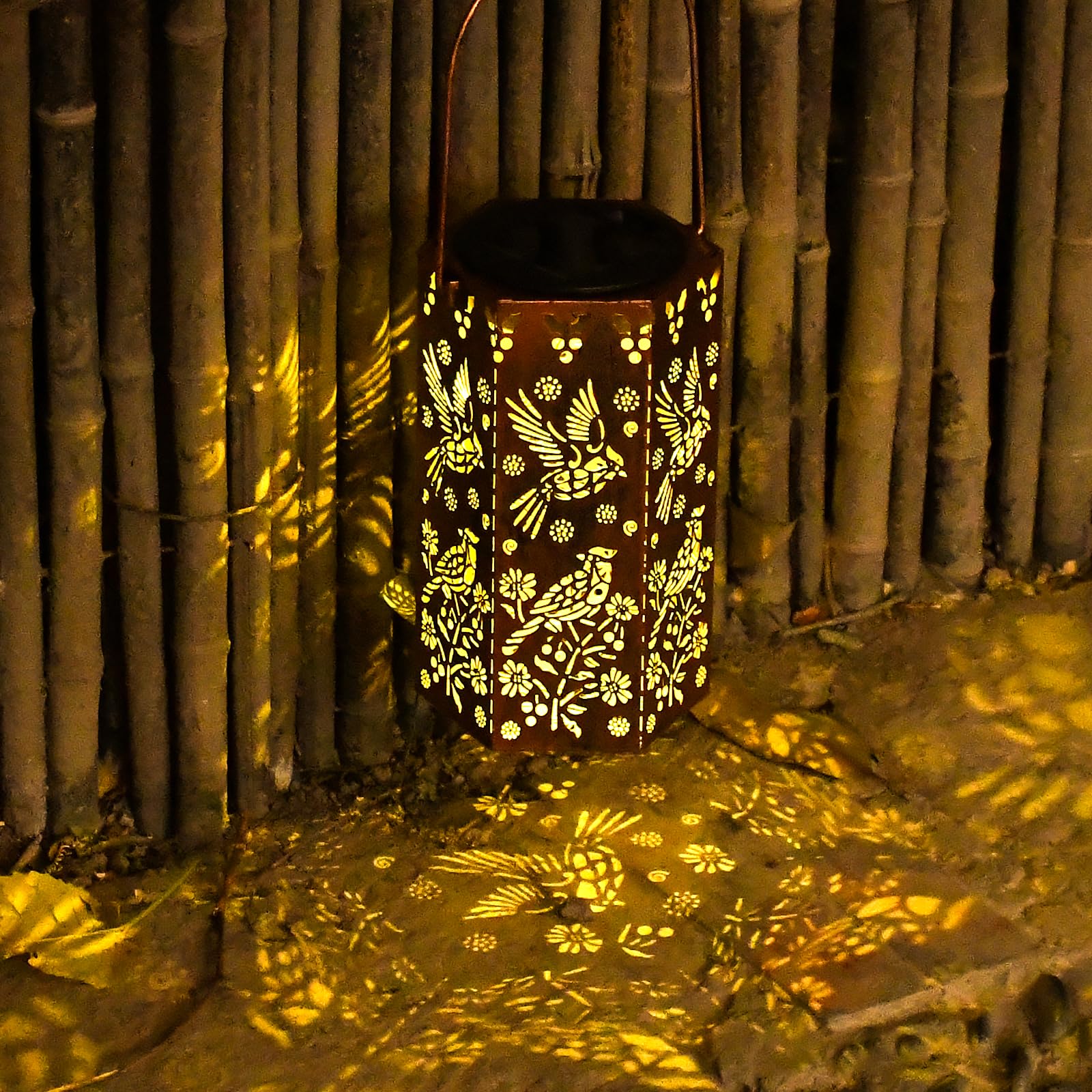 Solar Cardinal Lanterns Outdoor Hanging Lights  Gifts For Mom Dad Men Women  Hollowed-Out Metal Decor Lantern  Waterproof Led Decorative Garden Light