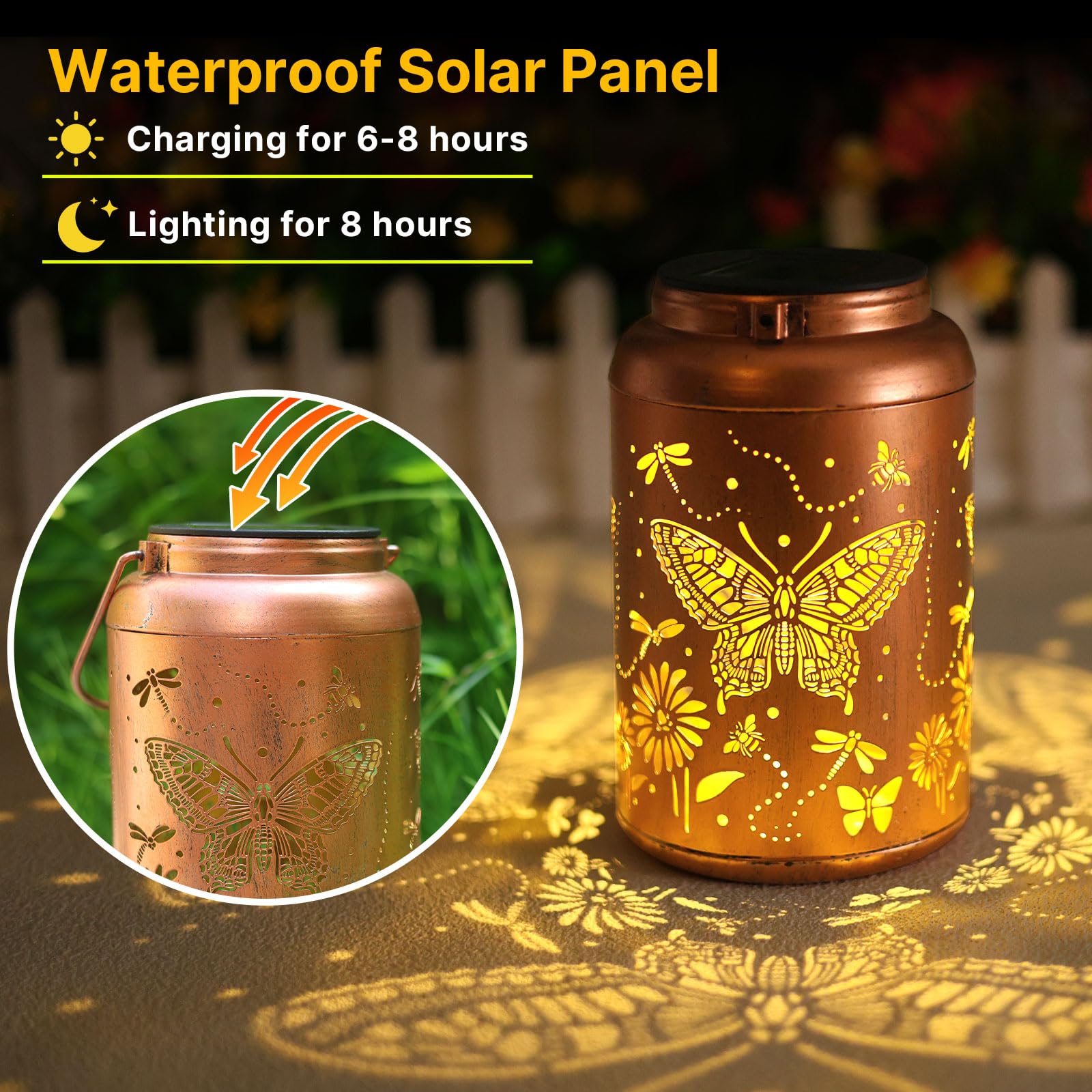 Butterfly Solar Lanterns Outdoor Waterproof Hanging Solar Lights Metal Decorative Led Lanterns Outside Christmas Gifts For Women