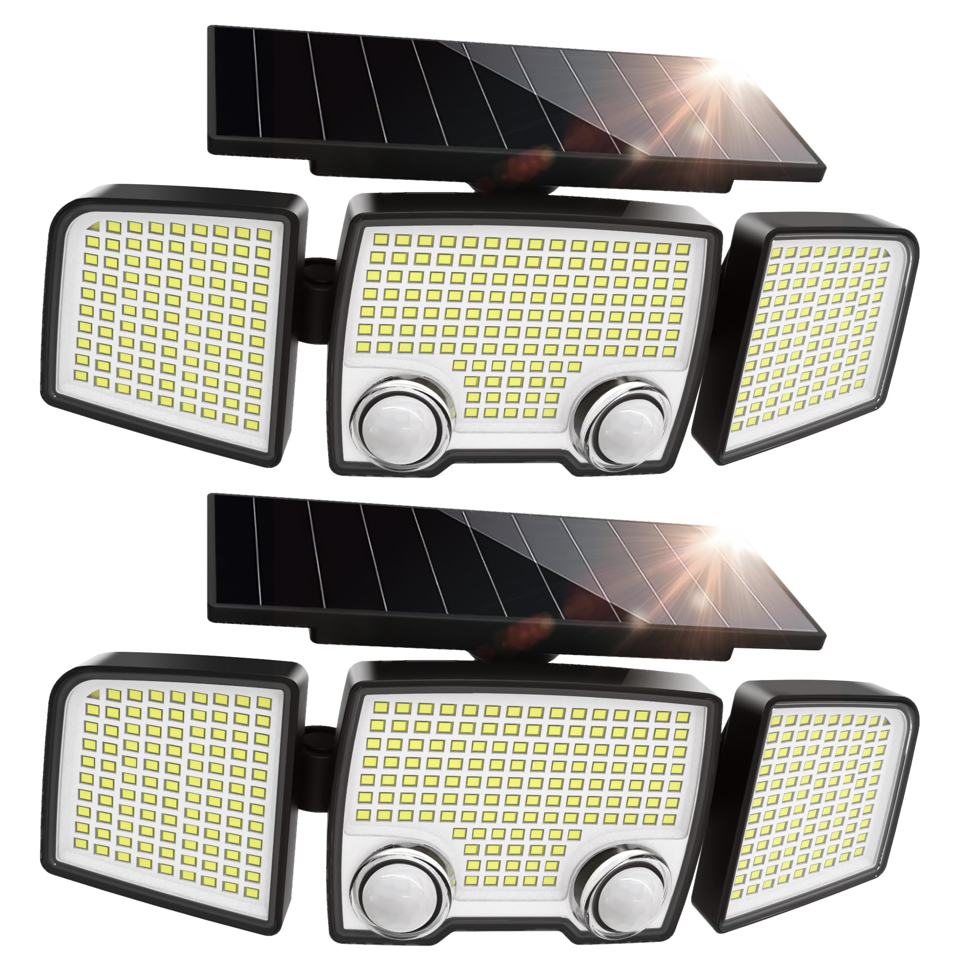 UME Solar Outdoor Lights 332 LED 7000K, Super Bright Motion Sensor Outdoor Lights with 2 Sensors, IP65 Waterproof 270 Wide Angle