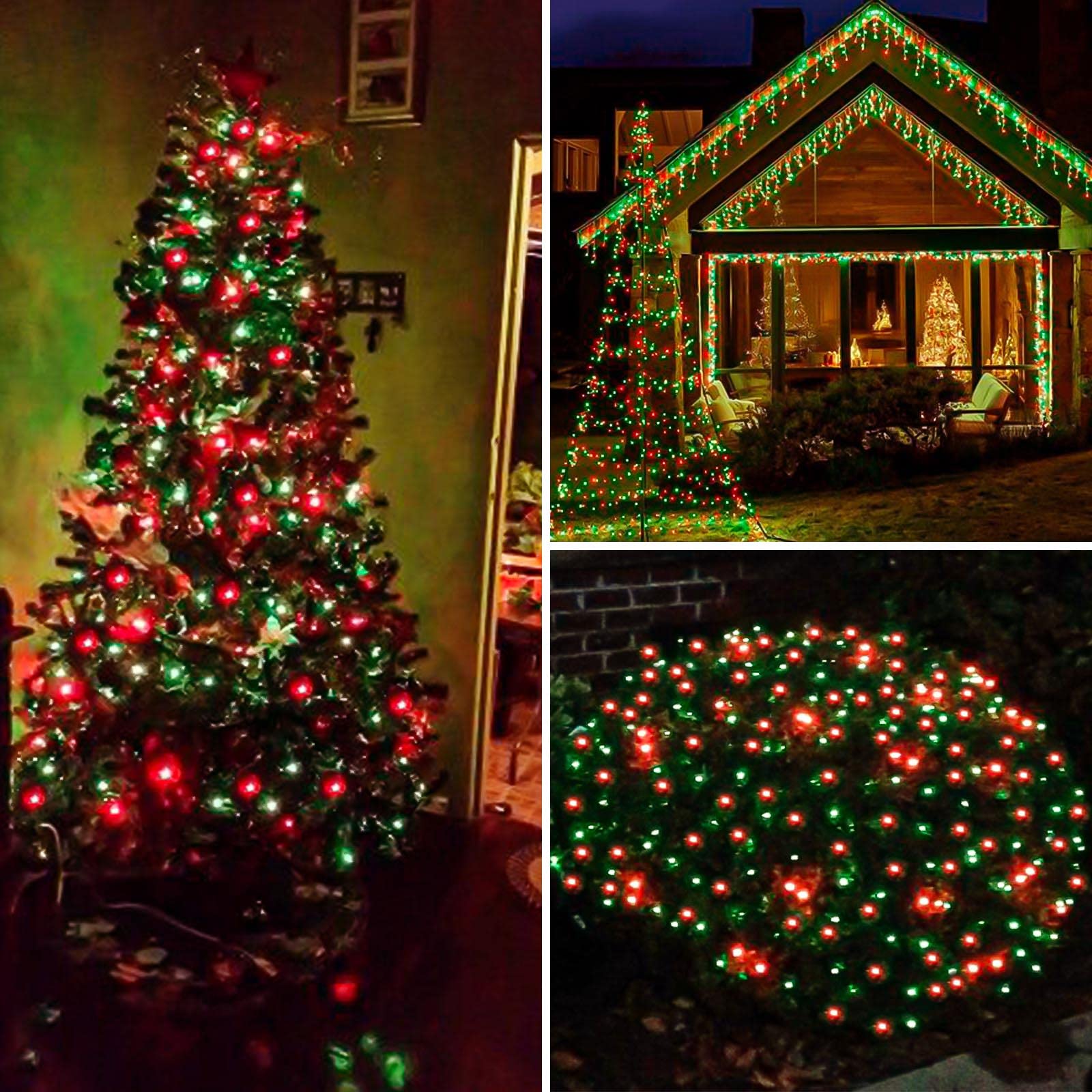 Extra-Long String Lights Outdoor/Indoor, 200 Led Upgraded Super Bright Christmas Lights, Waterproof 8 Modes Plug In Clear Wire Fairy Lights For Bedroom Party Wedding Garden Patio Tree (Red & Green)