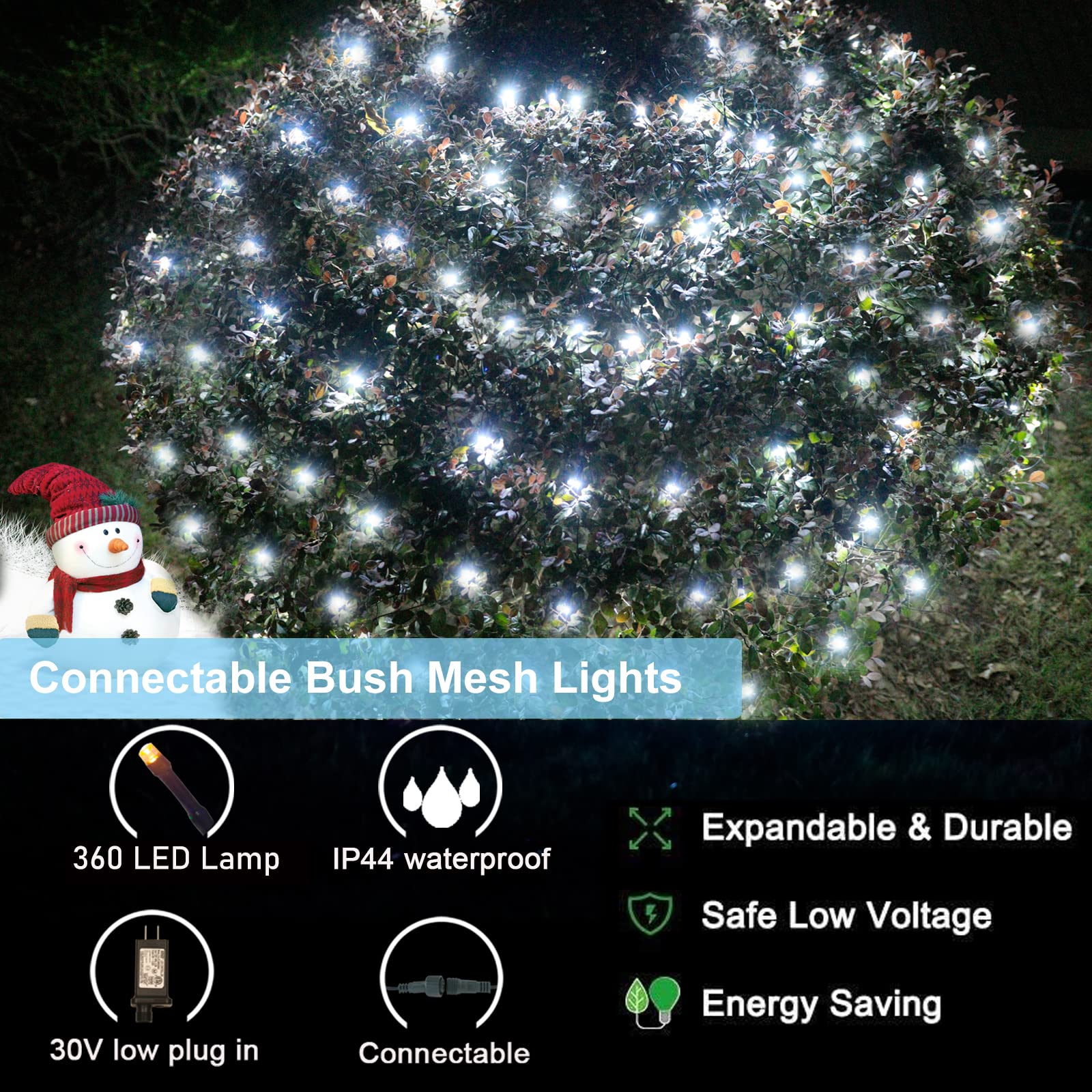 Oycbuzo 360Led Net Lights Outdoor, 21Ft X 5Ft Connectable String Mesh Lights 8 Modes With Memory Function, Christmas Netting Lig