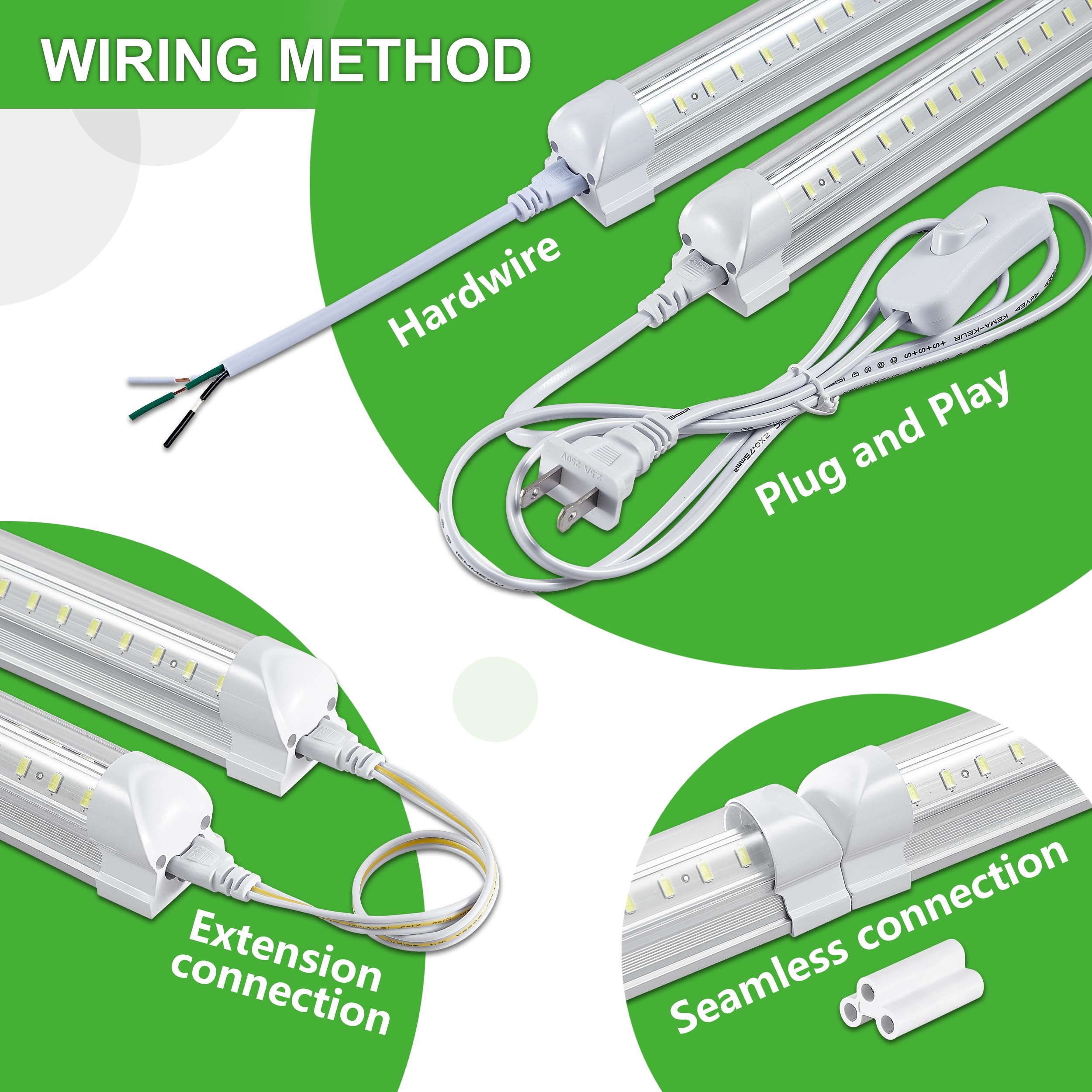 Skymoatled 8Pack 8Ft Led Shop Light Garage Light,100W 5000K Daylight Color 15500Lm Super Bright,Hanging Or Surface Mount,Plug An