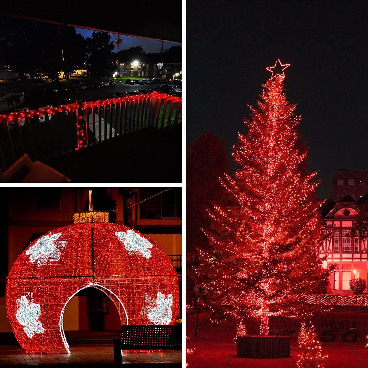 BHCLIGHT 66Ft 200 LED Christmas Fairy Lights, Red & Cool White, Waterproof, 8 Modes, Timer, Indoor/Outdoor Decor, Model MLS-D4.5V1.35