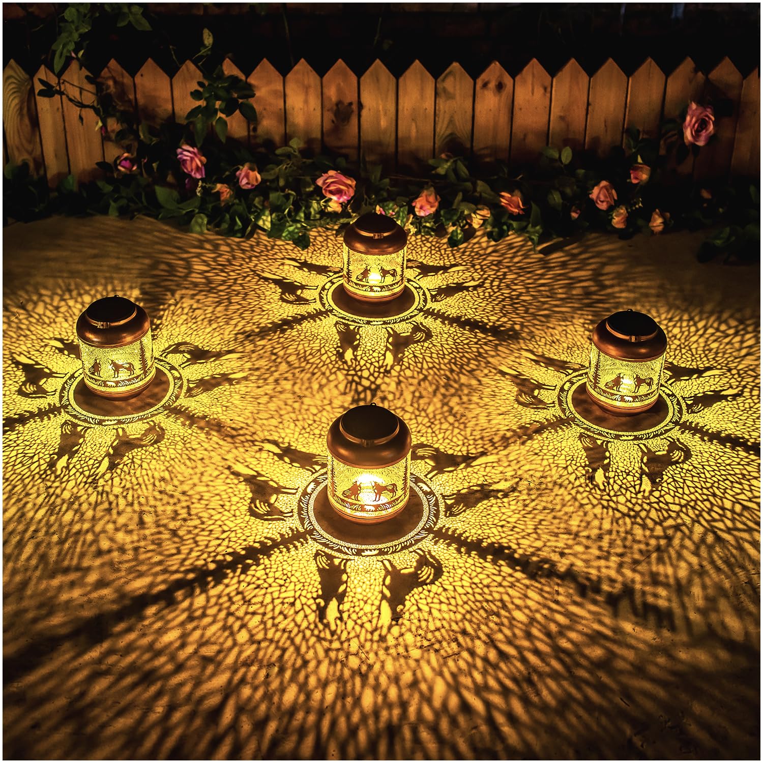 2 Pack Wolf Solar Lanterns Outdoor Waterproof Hanging Solar Lights Wolf Gifts For Women Men Mom Metal Decorative Led Outdoor Lan
