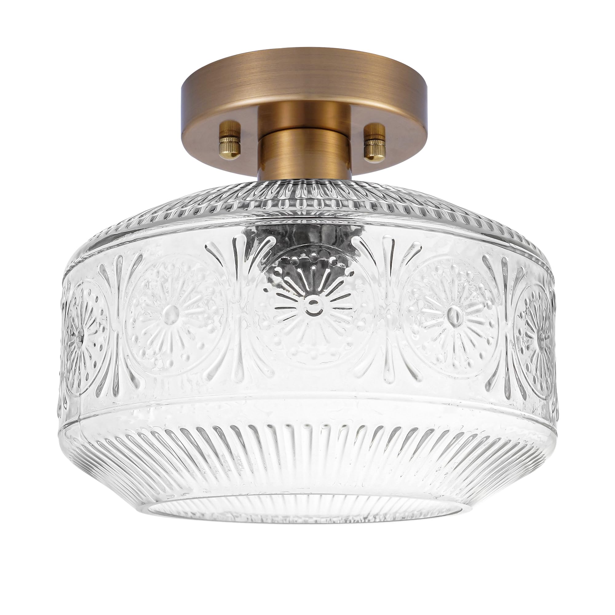 Dsmjfu Semi Flush Mount Ceiling Light, Vintage Small Ceiling Light Fixture, Thickened Glass Hallway Light Fixture, Brass Kitchen Ceiling Mount Light For Entry Way, Bedroom, Bathroom, Porch