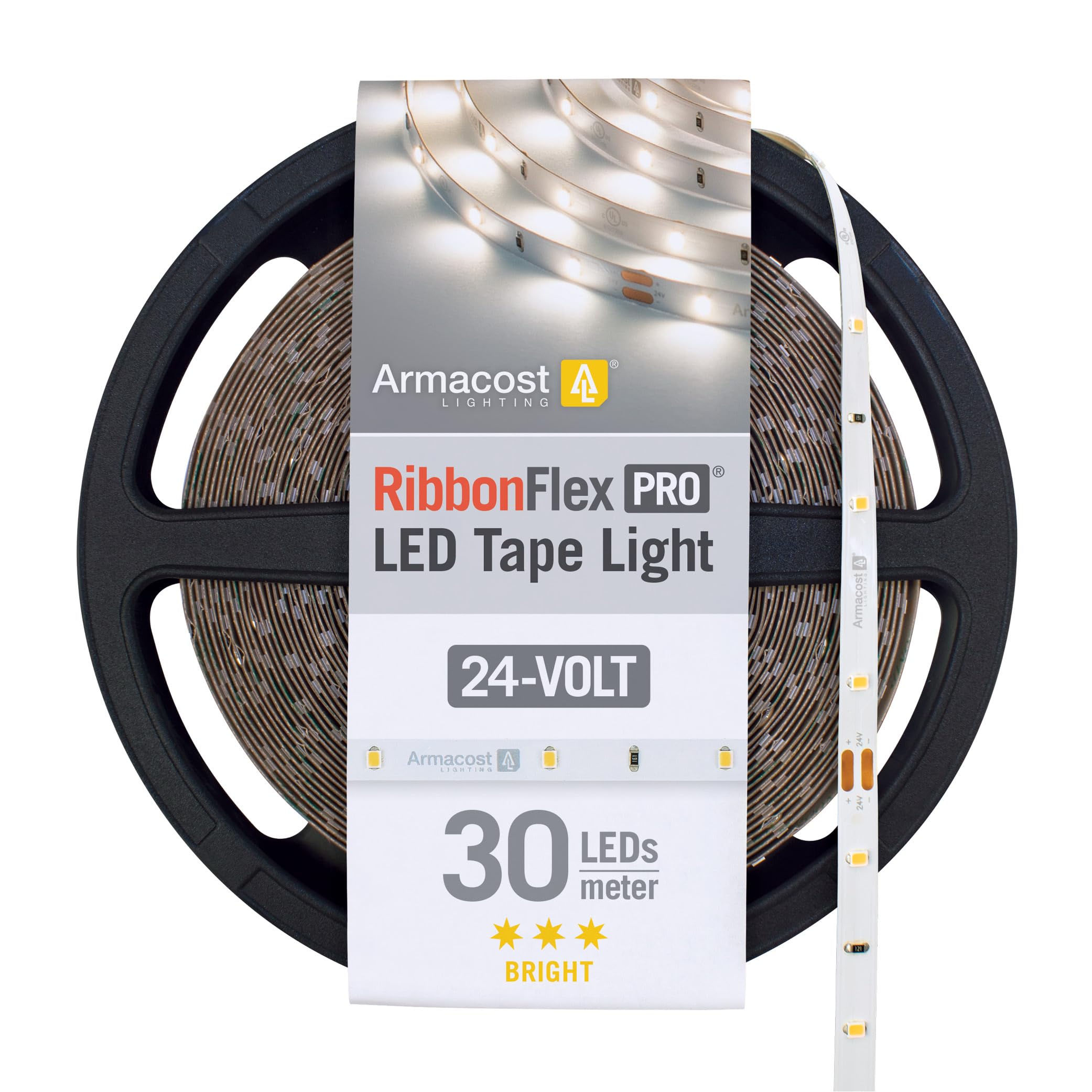 Armacost Lighting RibbonFlex Pro 24V White LED Band Lights 30 LED/m  3000K  65.6 ft 144260