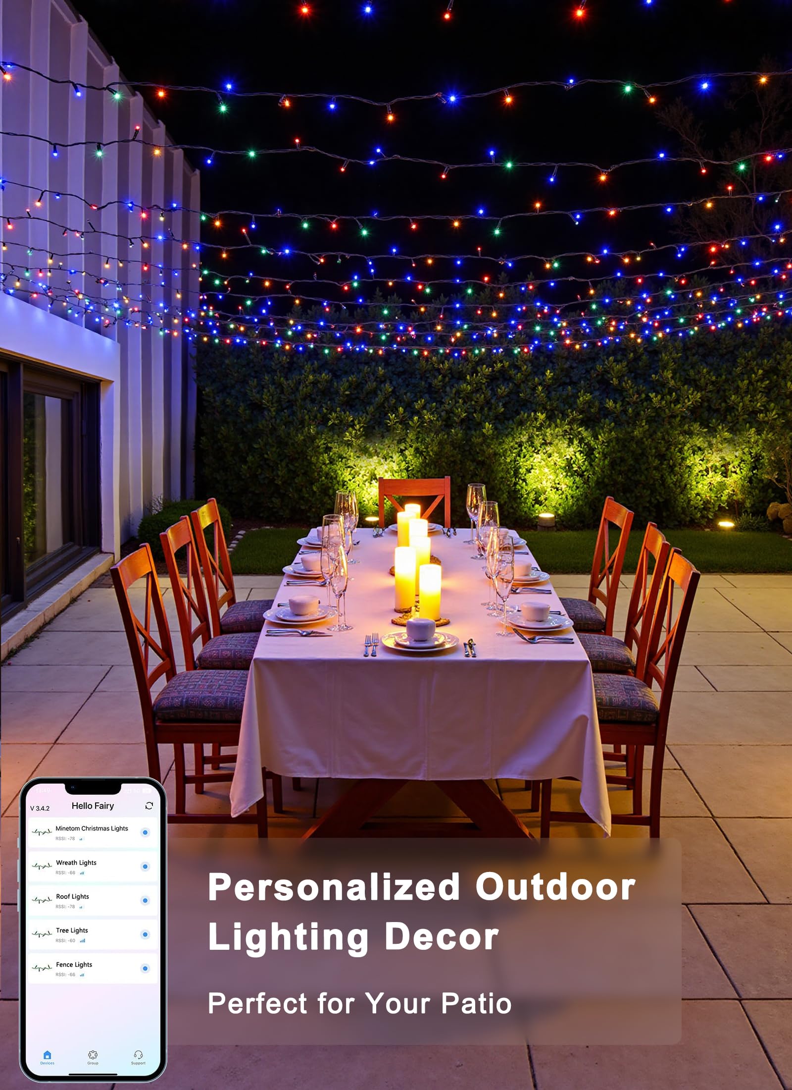 Minetom LED Color Changing Smart RGB Christmas Tree Lights, 500 LED, 165ft, Remote & Timer, Plastic