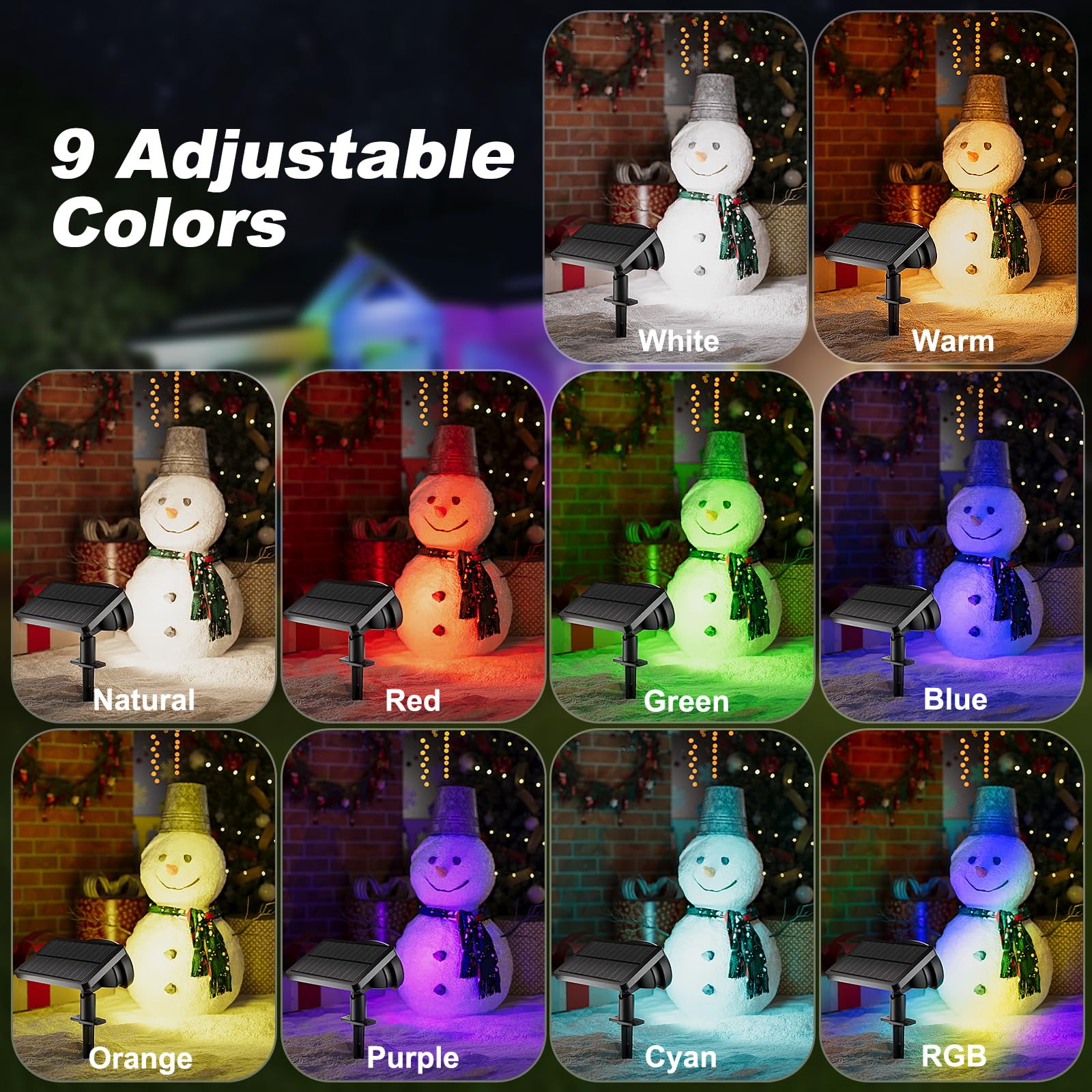 Mofoyeah 2 Pack Solar Spot Lights Outdoor Waterproof Ip68  Super Bright Led Landscape Lighting With 9 Colors 3 Brightness Fixable Colors For Yard Pathway Garden House Lawn