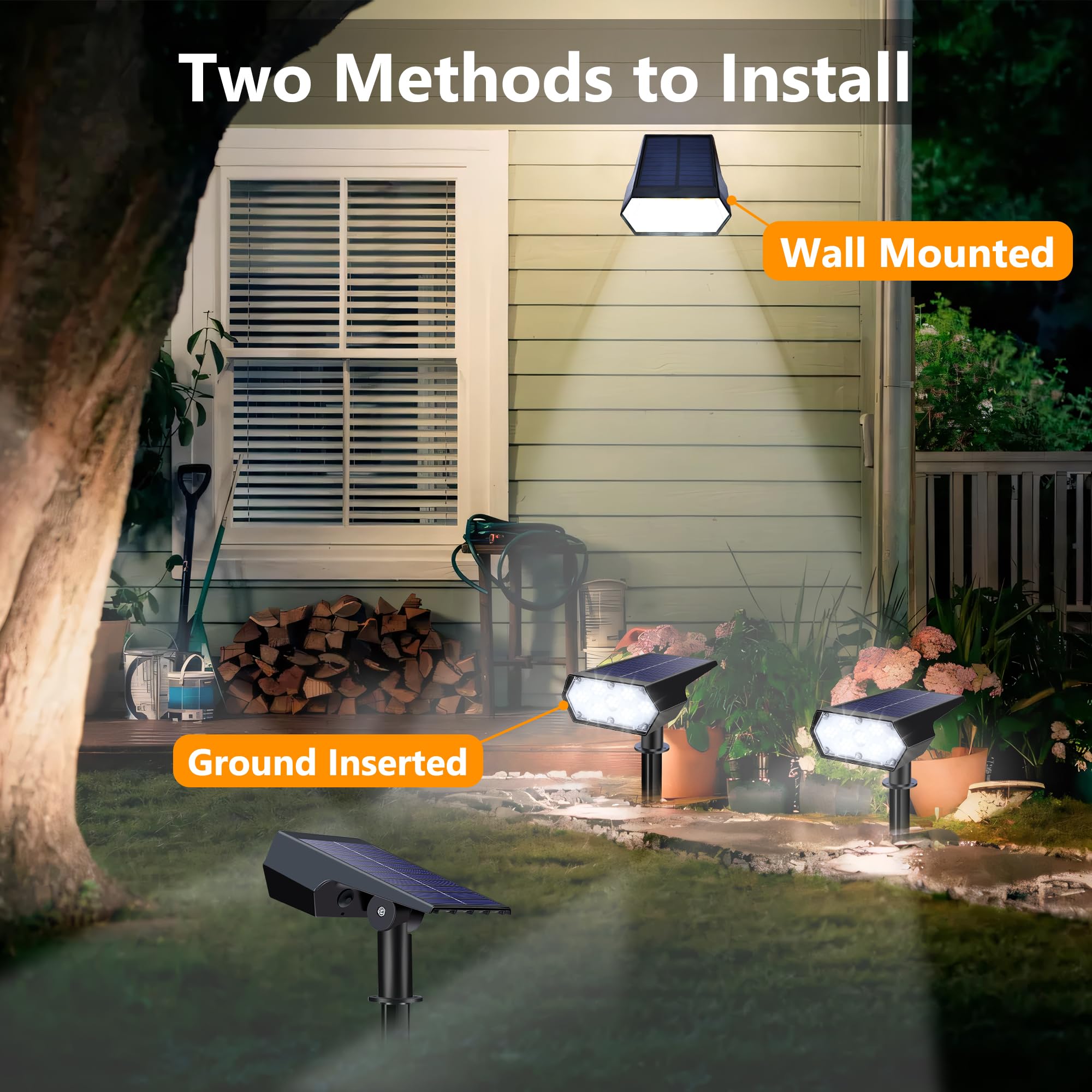 Toodour Solar Spot Lights Outdoor  4 Packs 49 Led Solar Outdoor Lights With 2 Lighting Modes  Waterproof Solar Powered Flood Lights Landscape Lighting For Yard Garden Pathway Walkway (Cool White)
