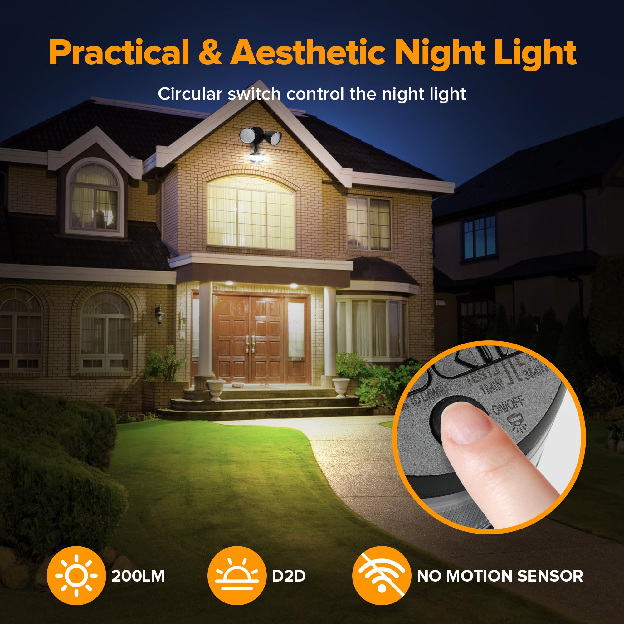 LUTEC Motion Sensor Outdoor Lights, 34W 3000 Lumen, IP65 Waterproof, 5000K Daylight, Black - Security Light for Garage & Yard