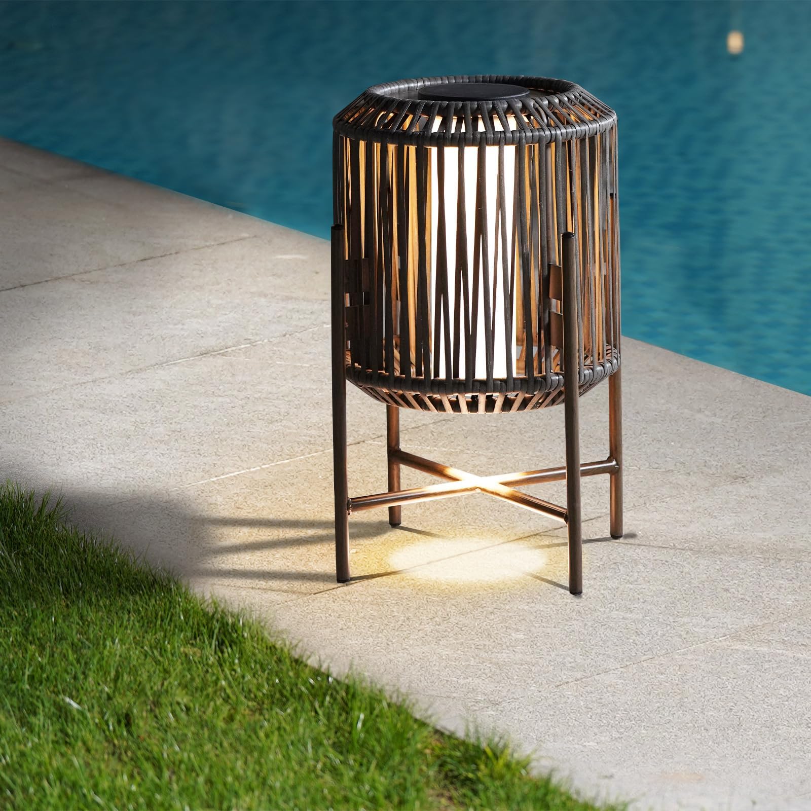 Solar Yard 22&quot; Led Solar Floor Lamp - Eco-Friendly Outdoor/Indoor Decorative Light In Taupe