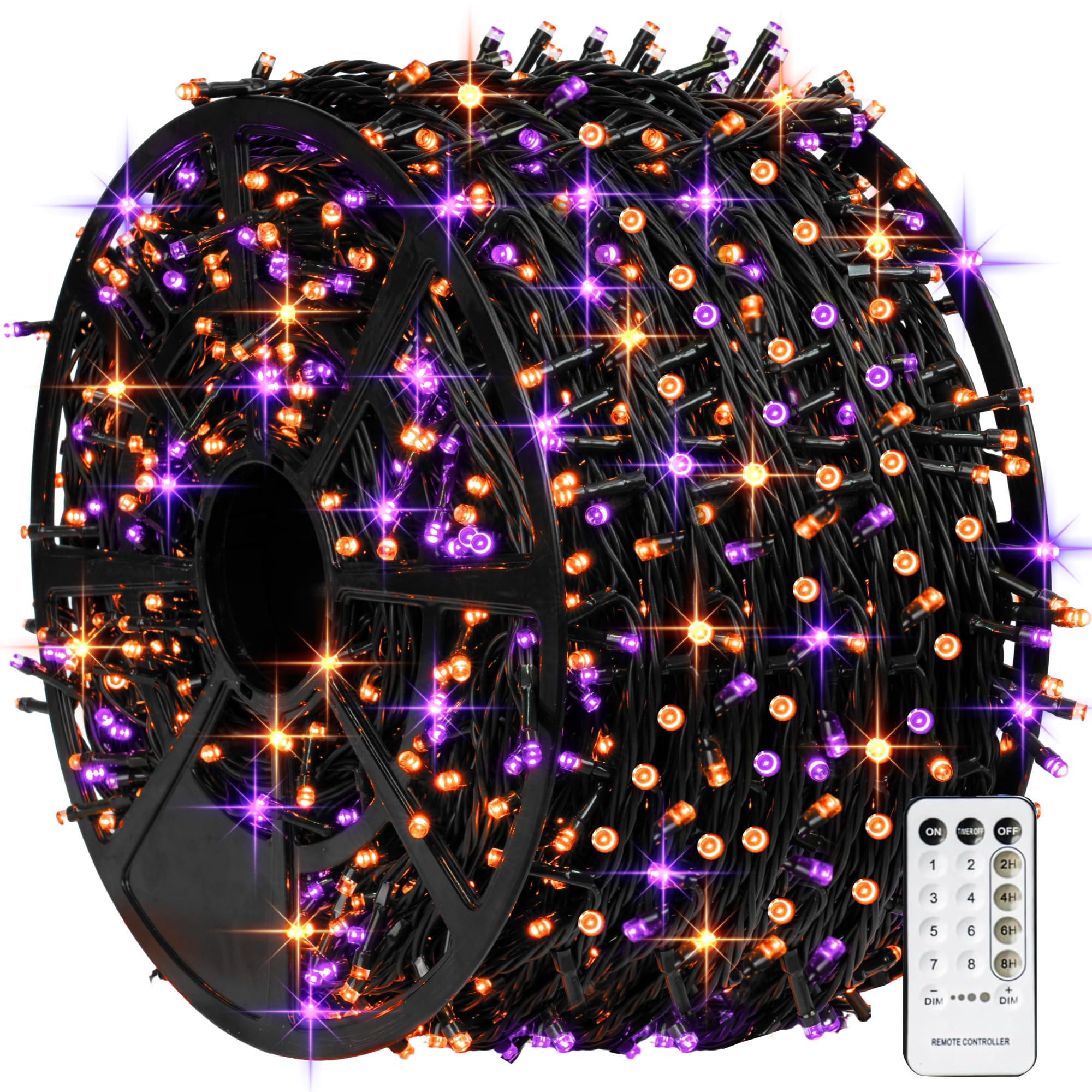 Tw Shine 1000 Led Halloween String Lights, 328Ft, Remote, Waterproof, Purple & Orange