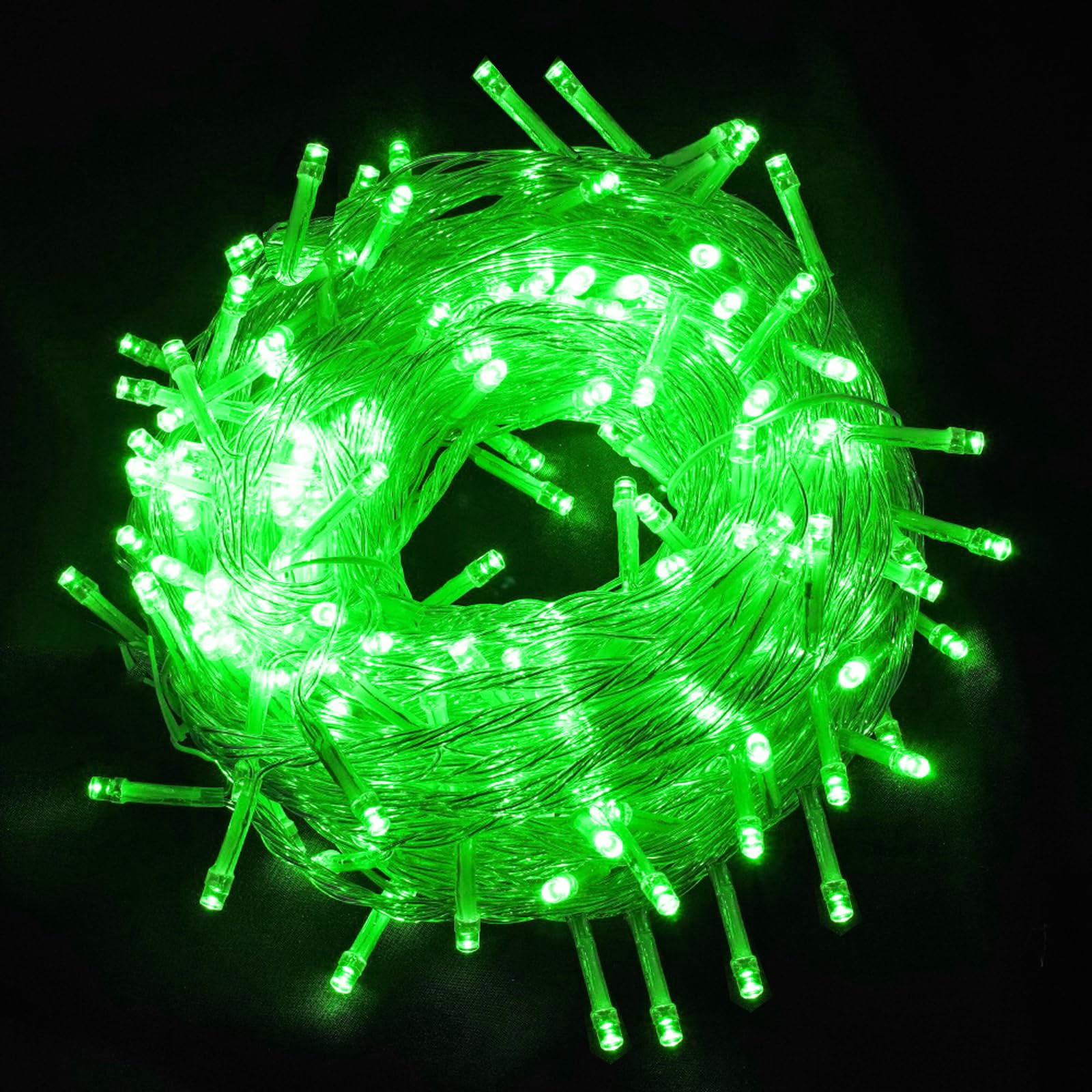 FULLBELL ST. Patrick's Day Decorations Green Christmas Lights, 66ft 200 LED Clear Wire for Christmas Tree Home Garden Indoor Out