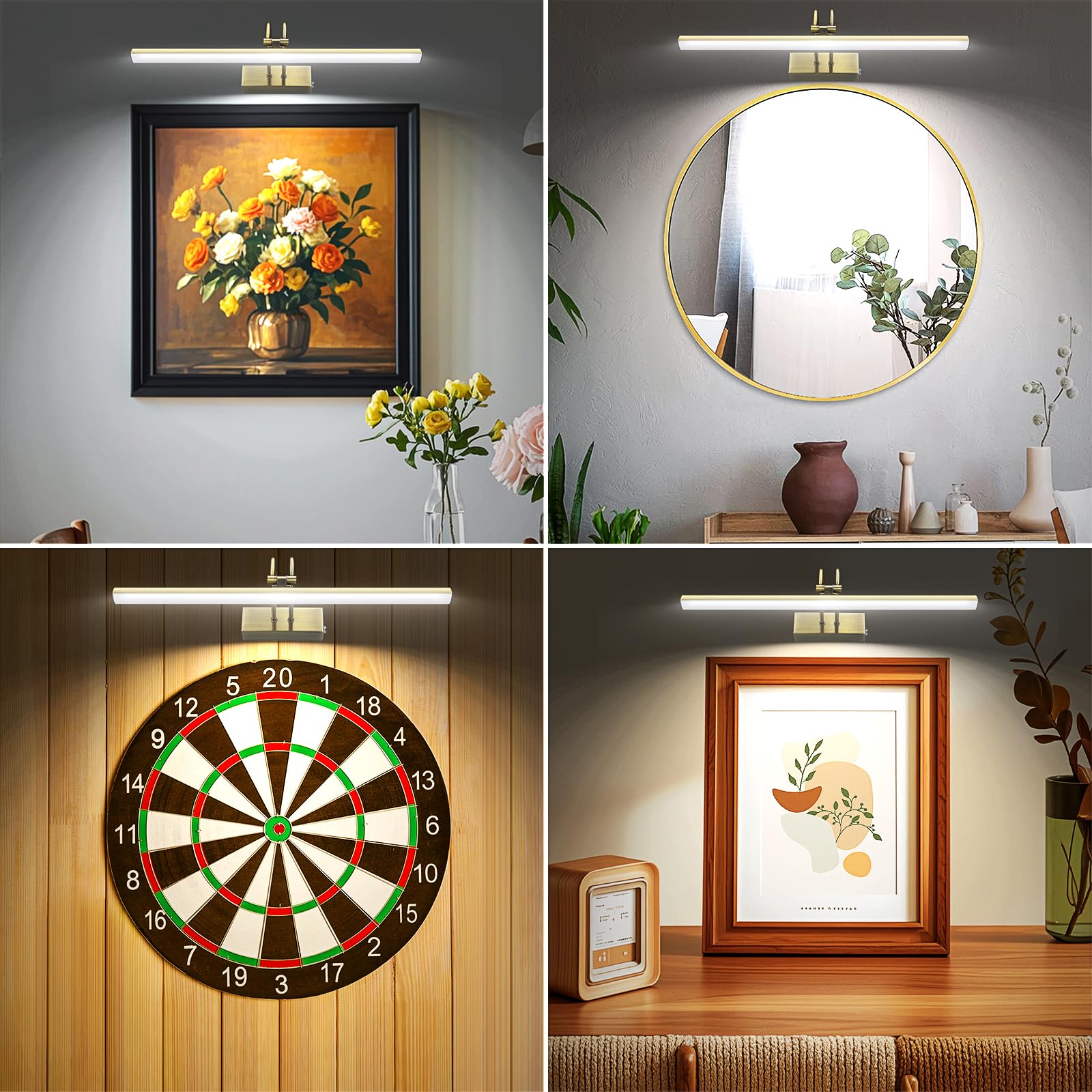 RAIFOOLLY Picture Light,16in Wireless Battery Wall Lighting,2 Colors Remote Art Lights for Paintings with Timer and Dimmable for