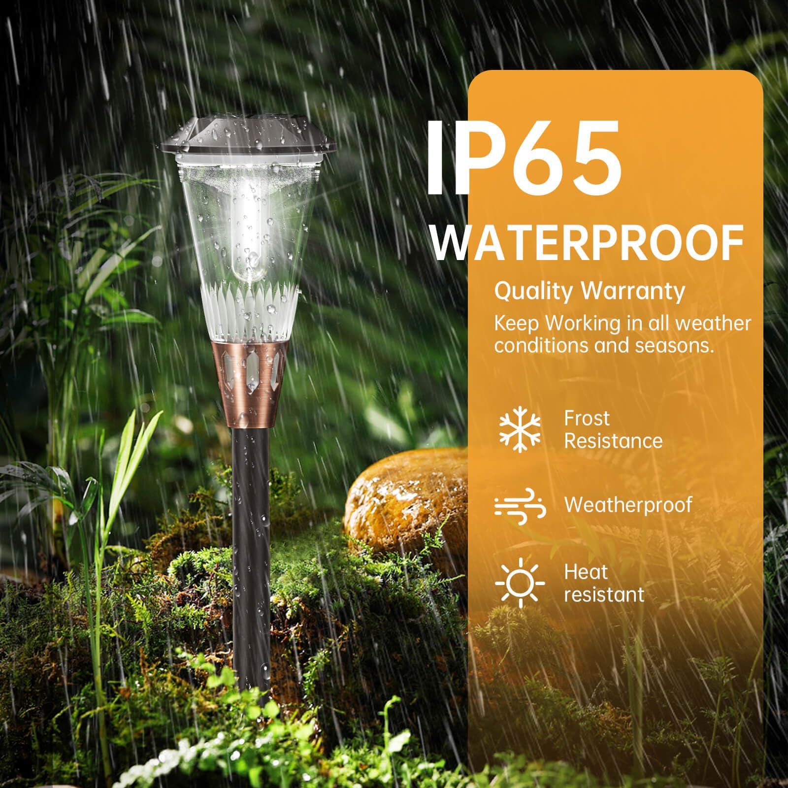 BITPOTT 4 Pack Solar Lights, Waterproof IP65, 2-in-1 Warm & Cool White, Auto On/Off for Yard, Pathway, Driveway, HJLIGHTS Model