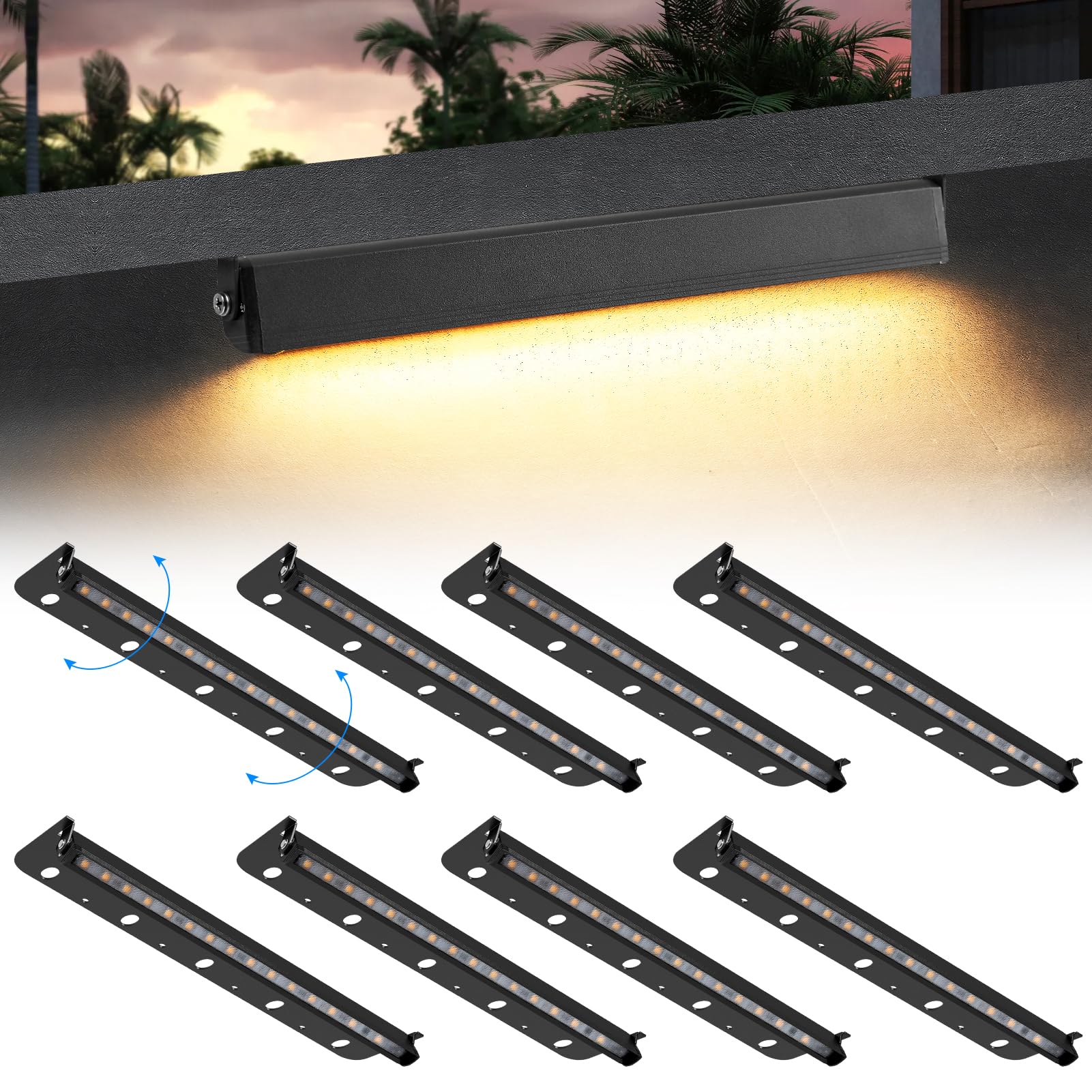 Kwinmyso 8-Packs 5W 12 Inch Led Hardscape Paver Lighting,12V Ac/Dc Low Voltage Retaining Wall Lights,Led Landscape Lighting,2700K Soft White Outdoor Step Light,50,000 Hours Lifespan-Black