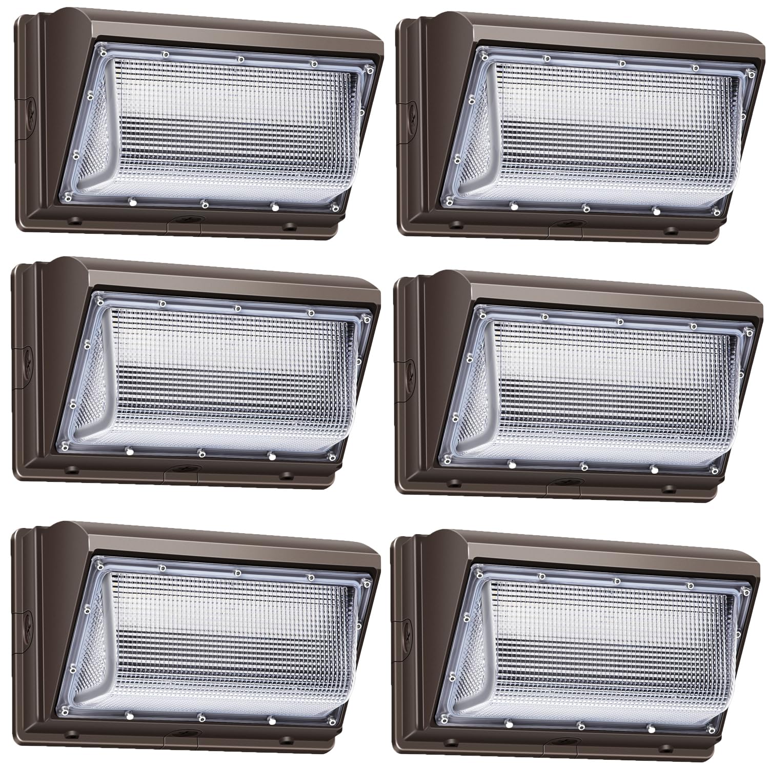 ledmo 120W LED Wall Pack Light 6 Pack Waterproof Outdoor Fixture Aluminum Model LED1800F-M