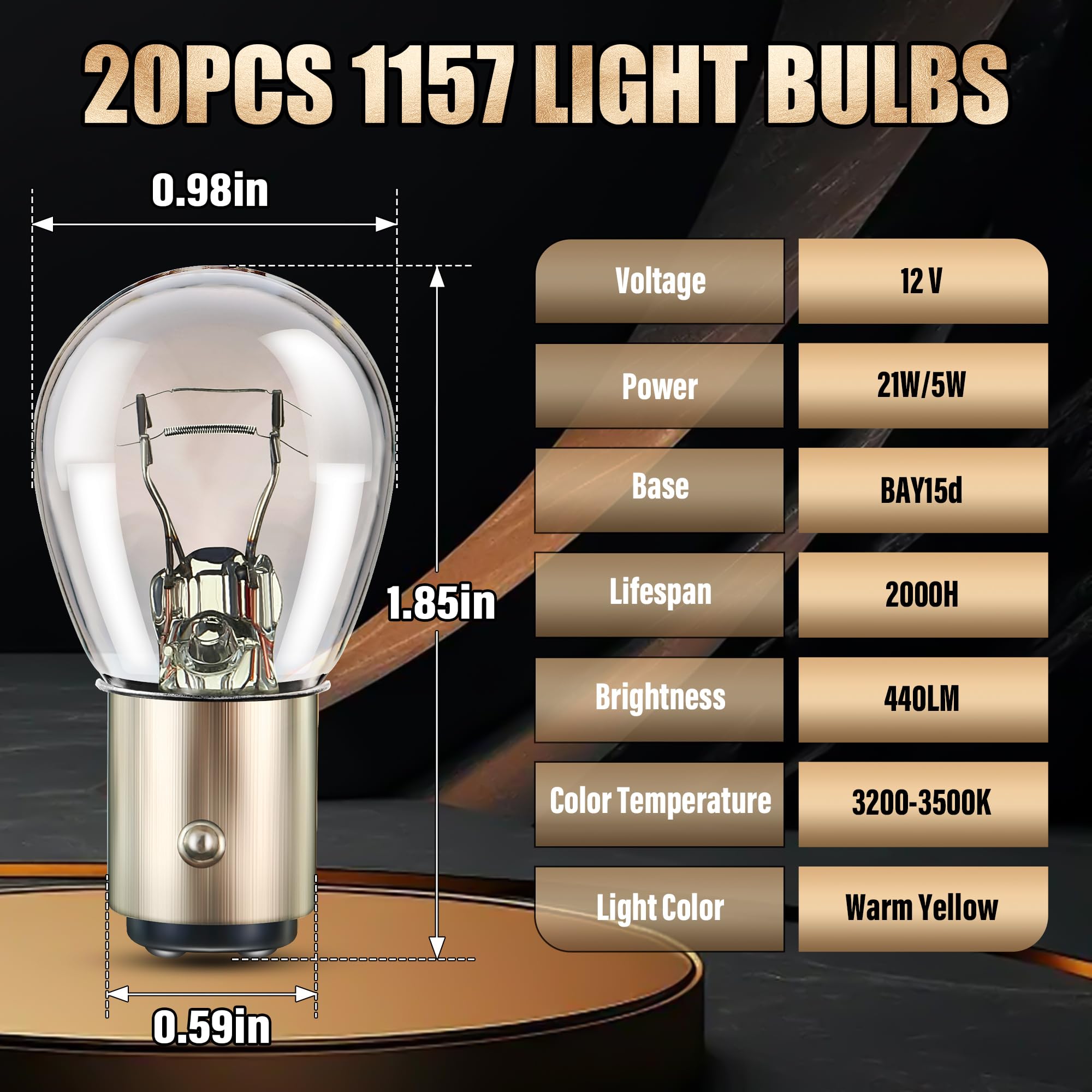 Meonum 20 Pack 1157 Bulbs - Long Life Replacement 12V 21W/5W Tail Turn Signal Brake Light Compatible with 7528 2357 2057